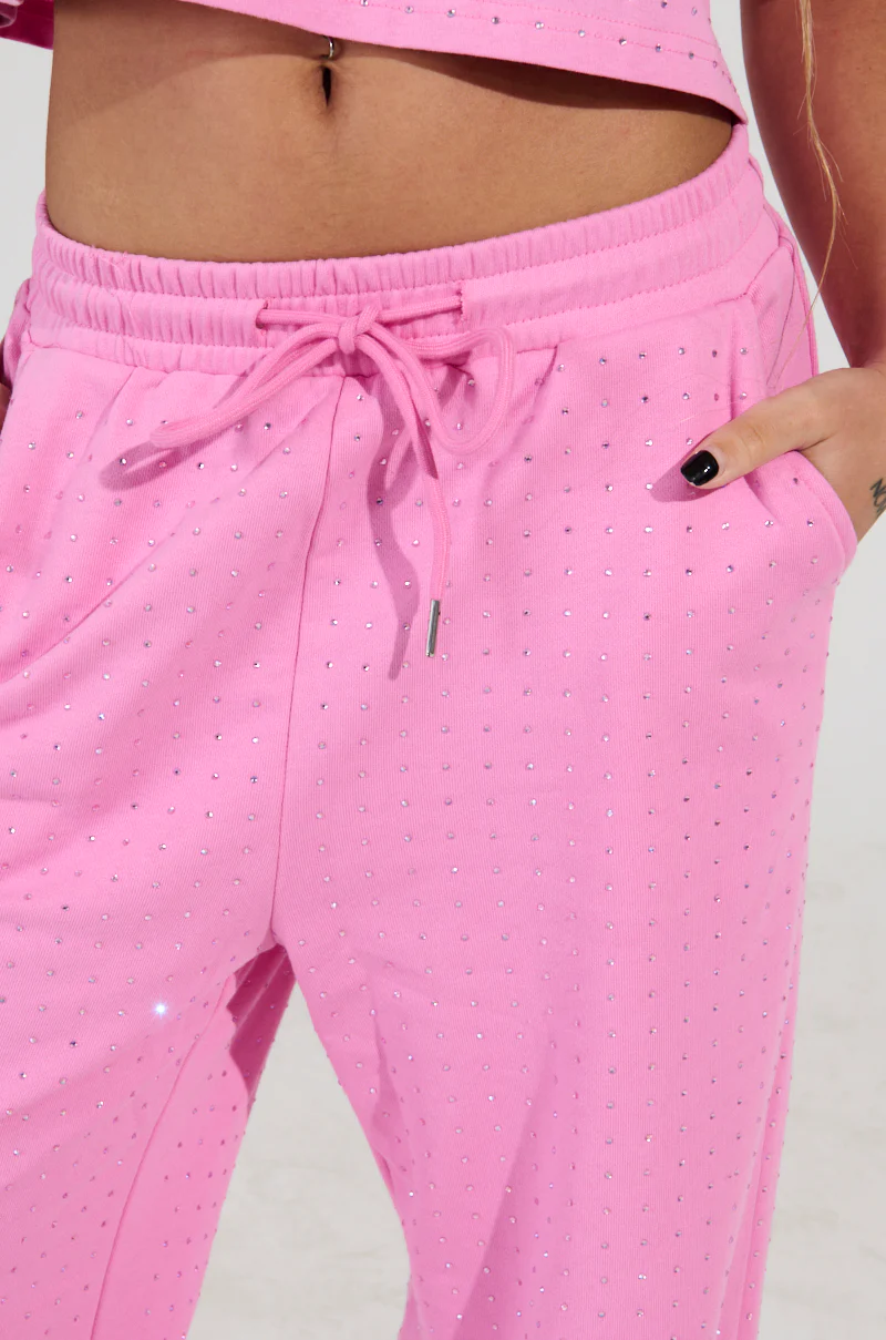 BLOSSOM RHINESTONE EMBELLISHED SWEATPANT IN PINK - Image 6