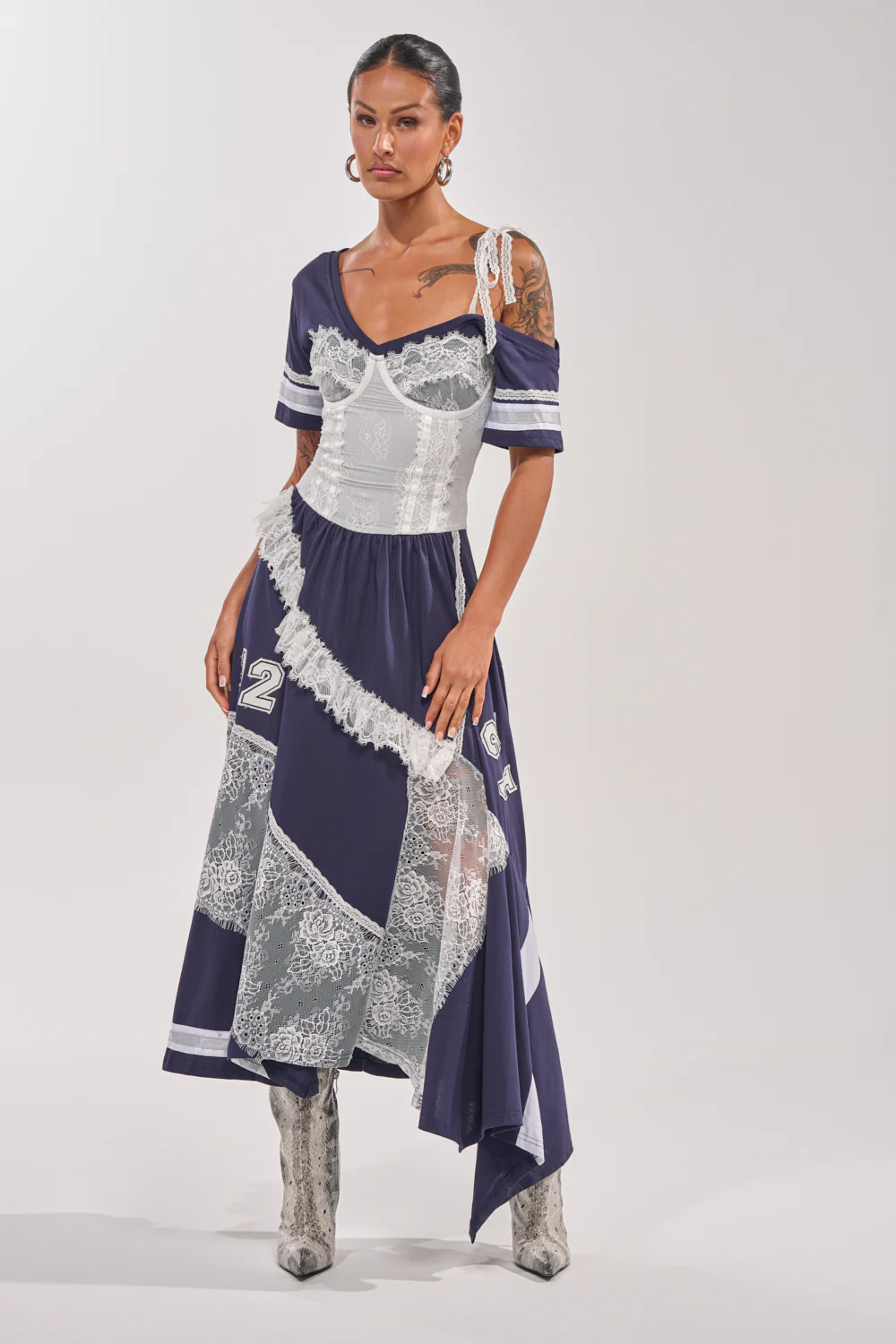 BOX SUITE LACE JERSEY MAXI DRESS - Image 2