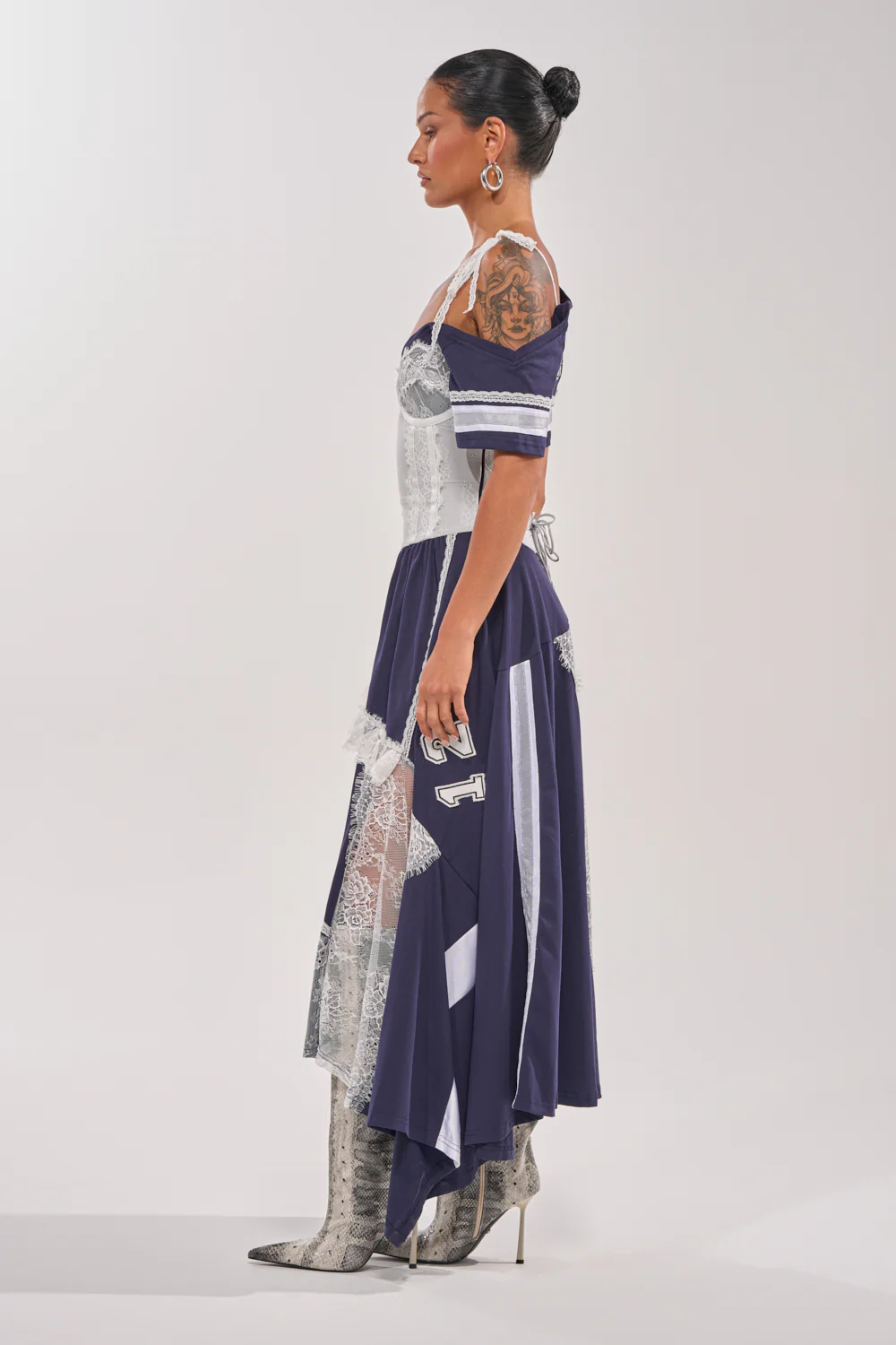 BOX SUITE LACE JERSEY MAXI DRESS - Image 5