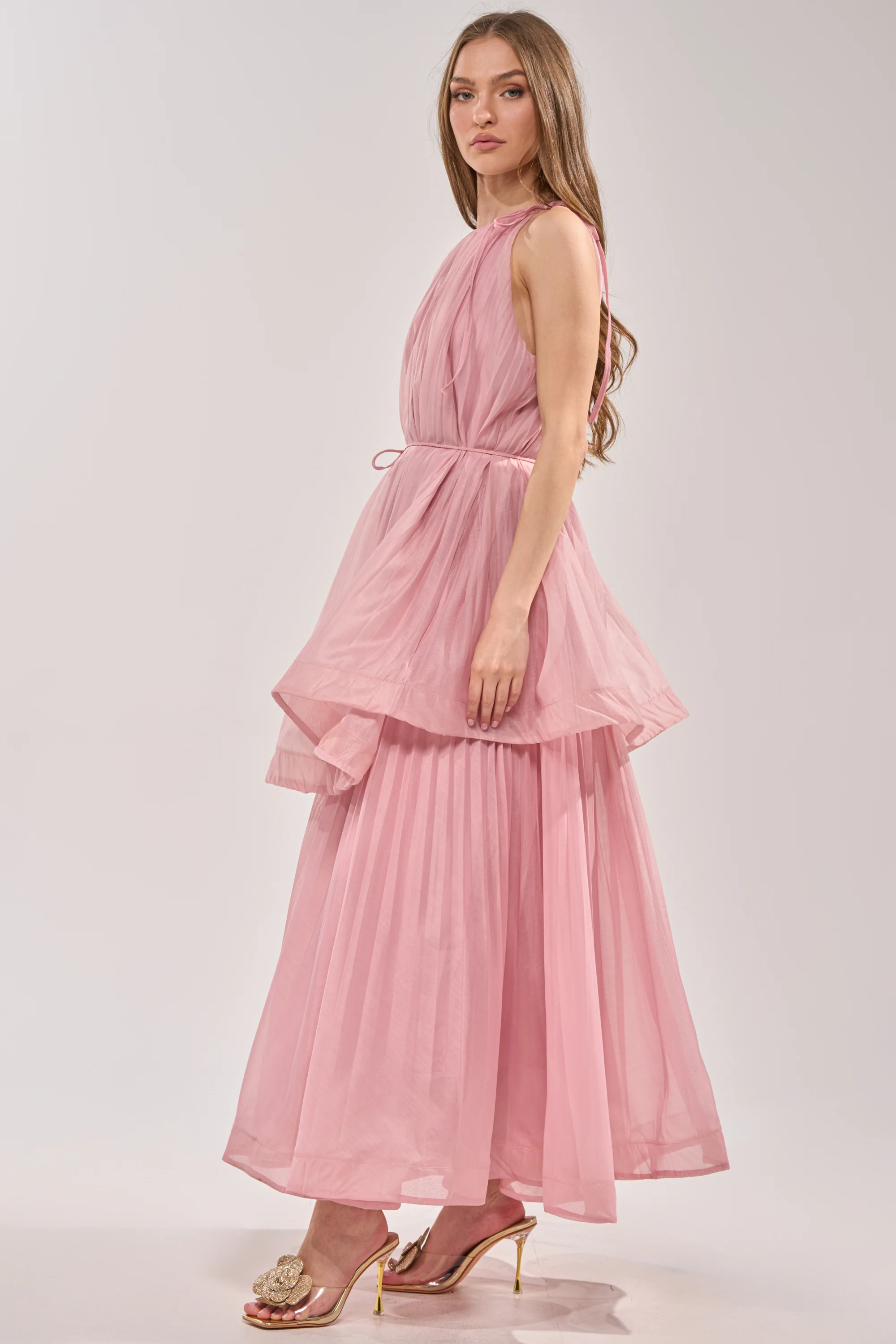 BREEZY GIRL TIERED MAXI DRESS IN BLUSH - Image 6