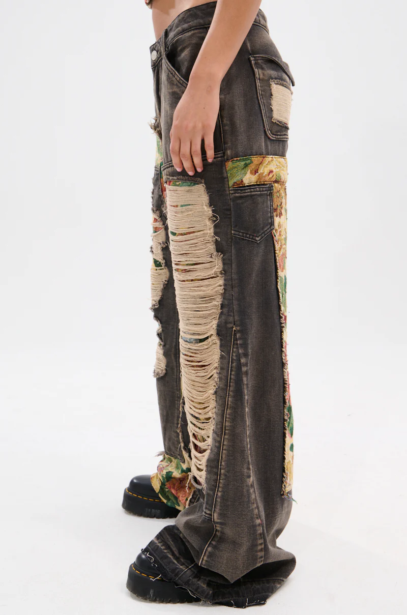 BRIGETTE DISTRESSED JEANS WITH JACQUARD DETAIL - Image 4