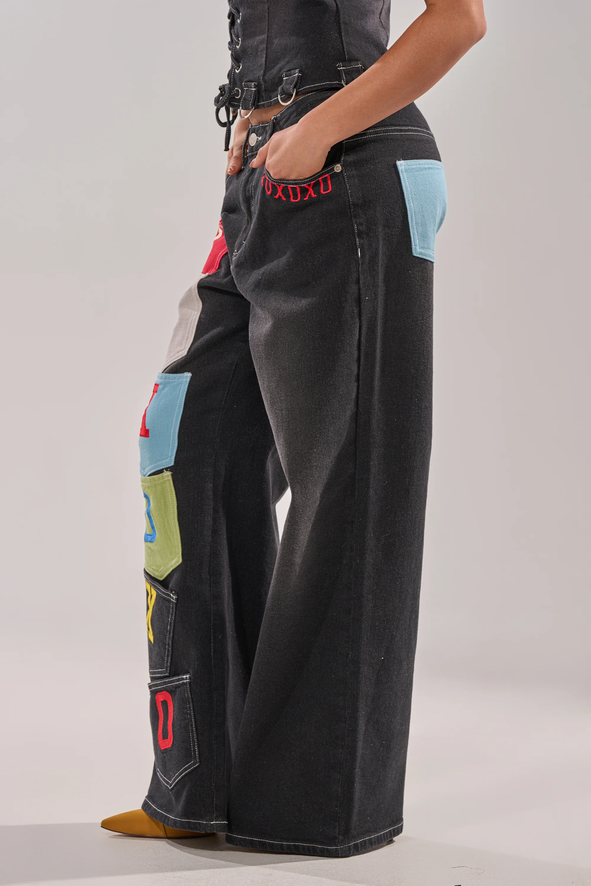 BRING IT BACK DENIM PATCHWORK PANT - Image 5