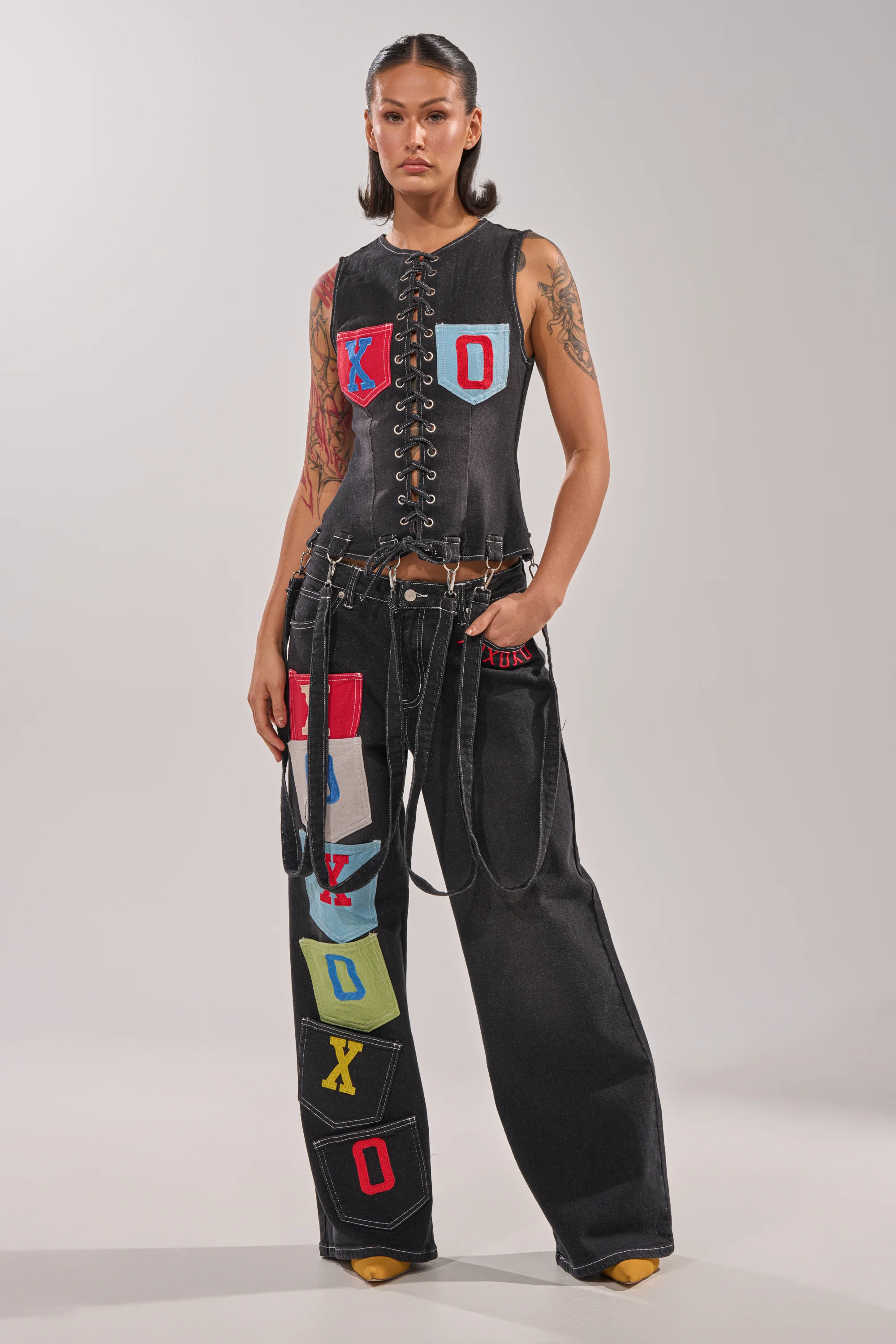 BRING IT BACK DENIM PATCHWORK PANT - Image 8