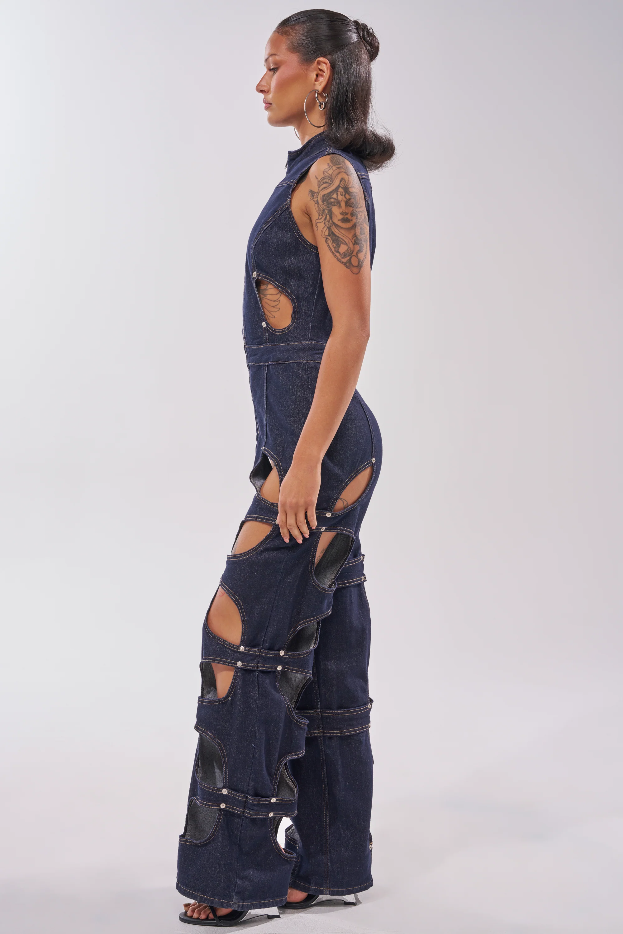 BRING THE ENERGY CUT OUT DENIM JUMPSUIT - Image 3