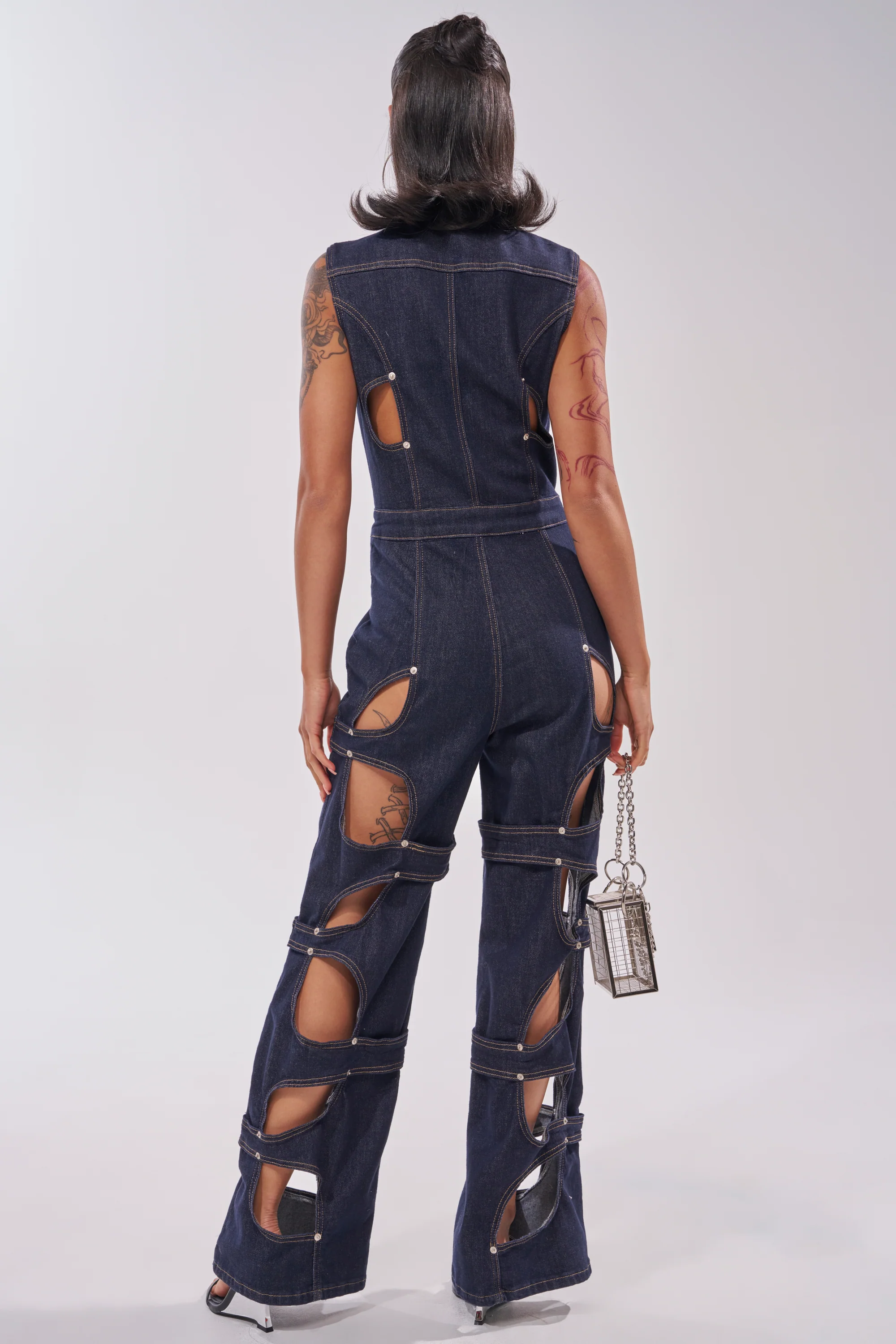 BRING THE ENERGY CUT OUT DENIM JUMPSUIT - Image 4