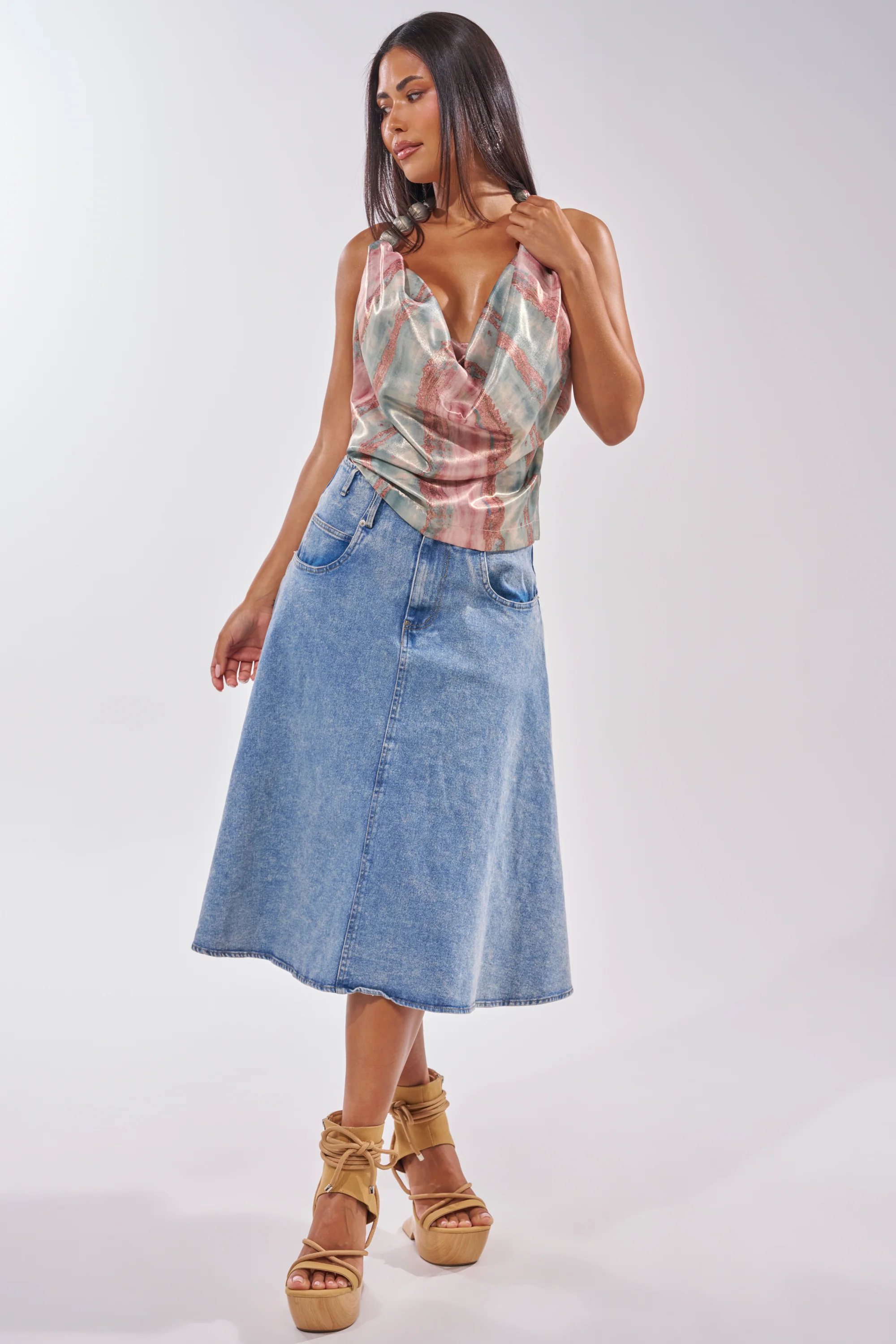 BRITNEY MIDI DENIM SKIRT - Image 6