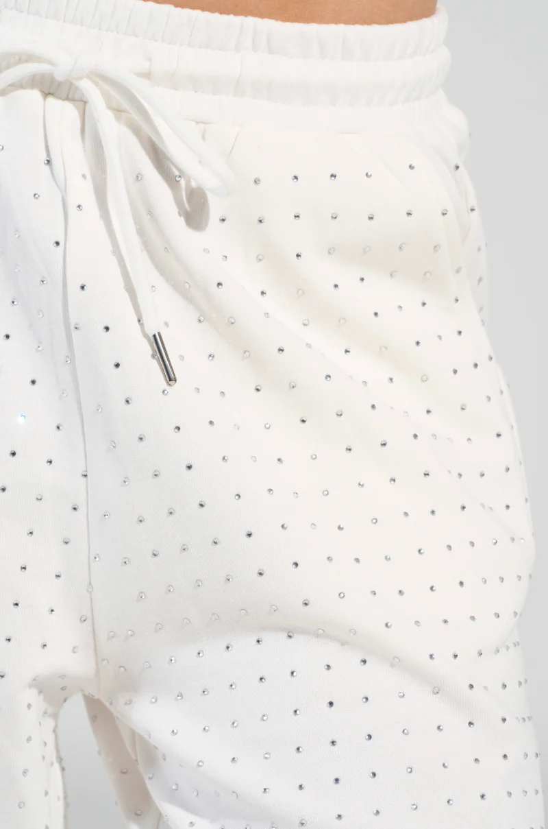 BUBBLES RHINESTONE EMBELLISHED SWEATPANT IN WHITE - Image 5