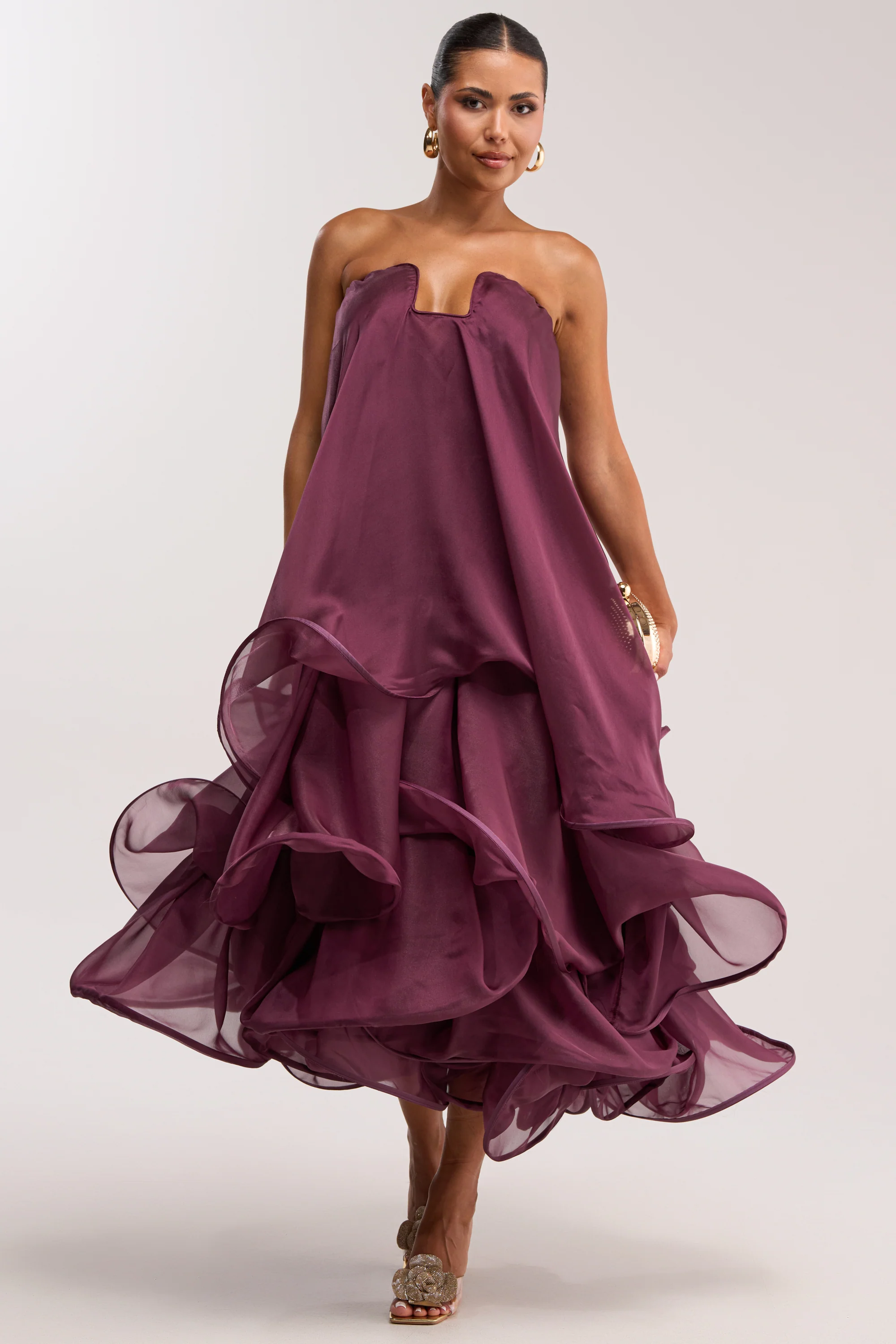 BUDDING ROMANCE ABSTRACT MAXI DRESS IN PURPLE - Image 2