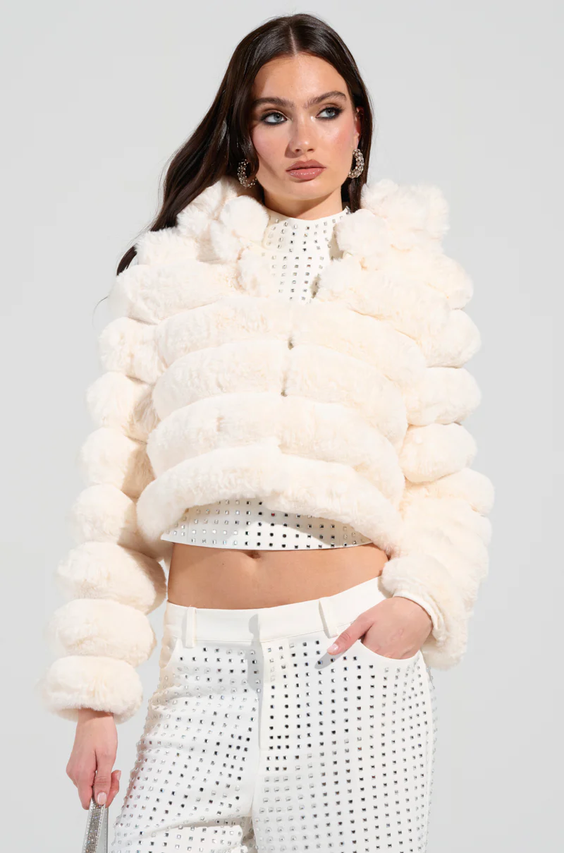 BUNNY CROPPED FAUX FUR COAT - Image 2