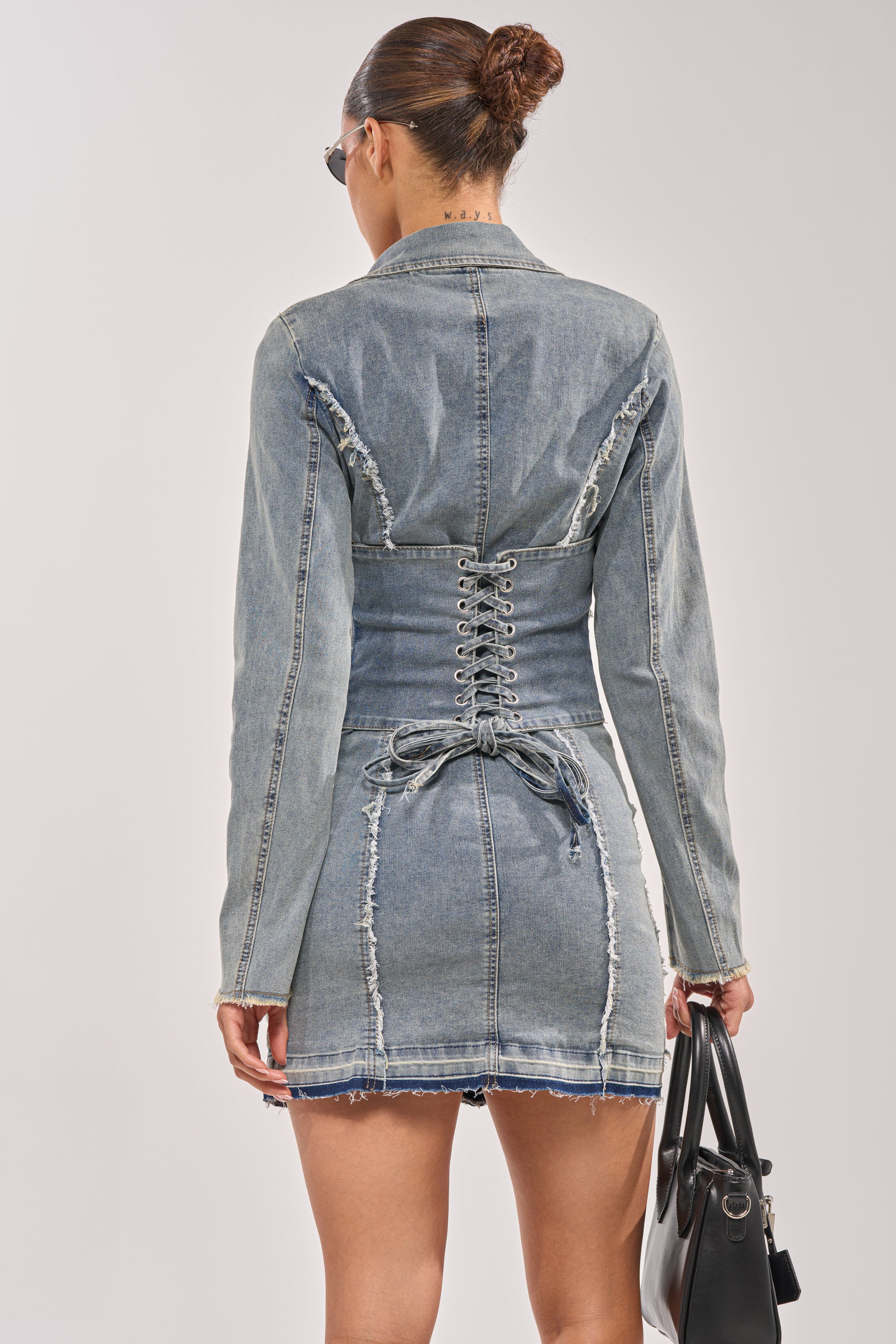 BURNING BLUE BLAZER DENIM MINI DRESS - Image 4