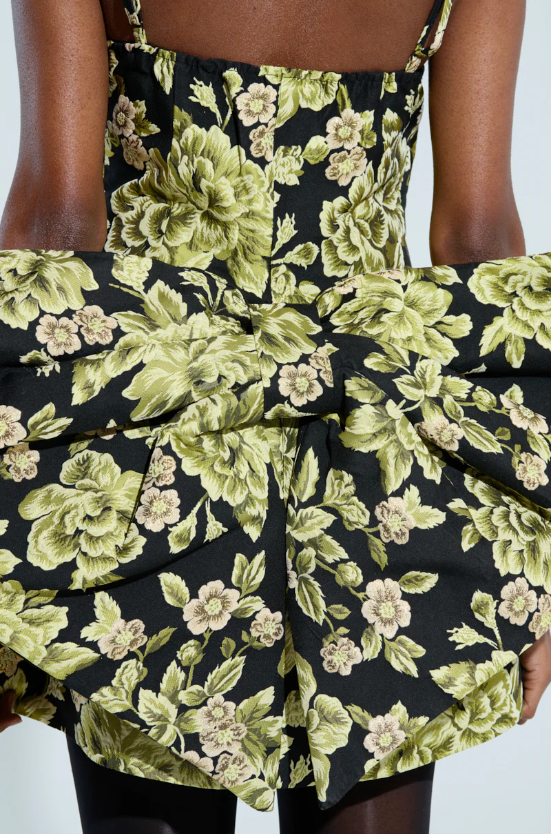 BUSINESS IN THE BACK BROCADE MINI DRESS WITH BOW - Image 8