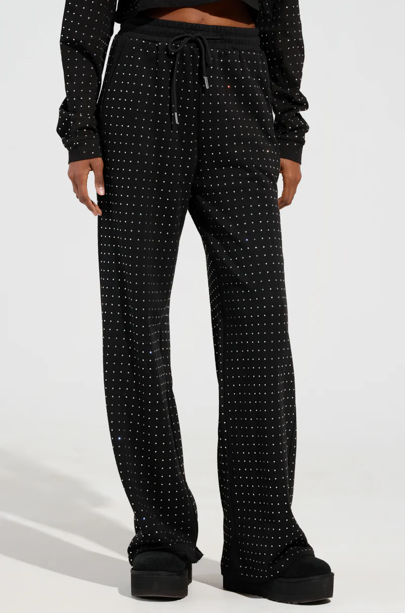 BUTTERCUP RHINESTONE EMBELLISHED SWEATPANT IN BLACK - Image 2