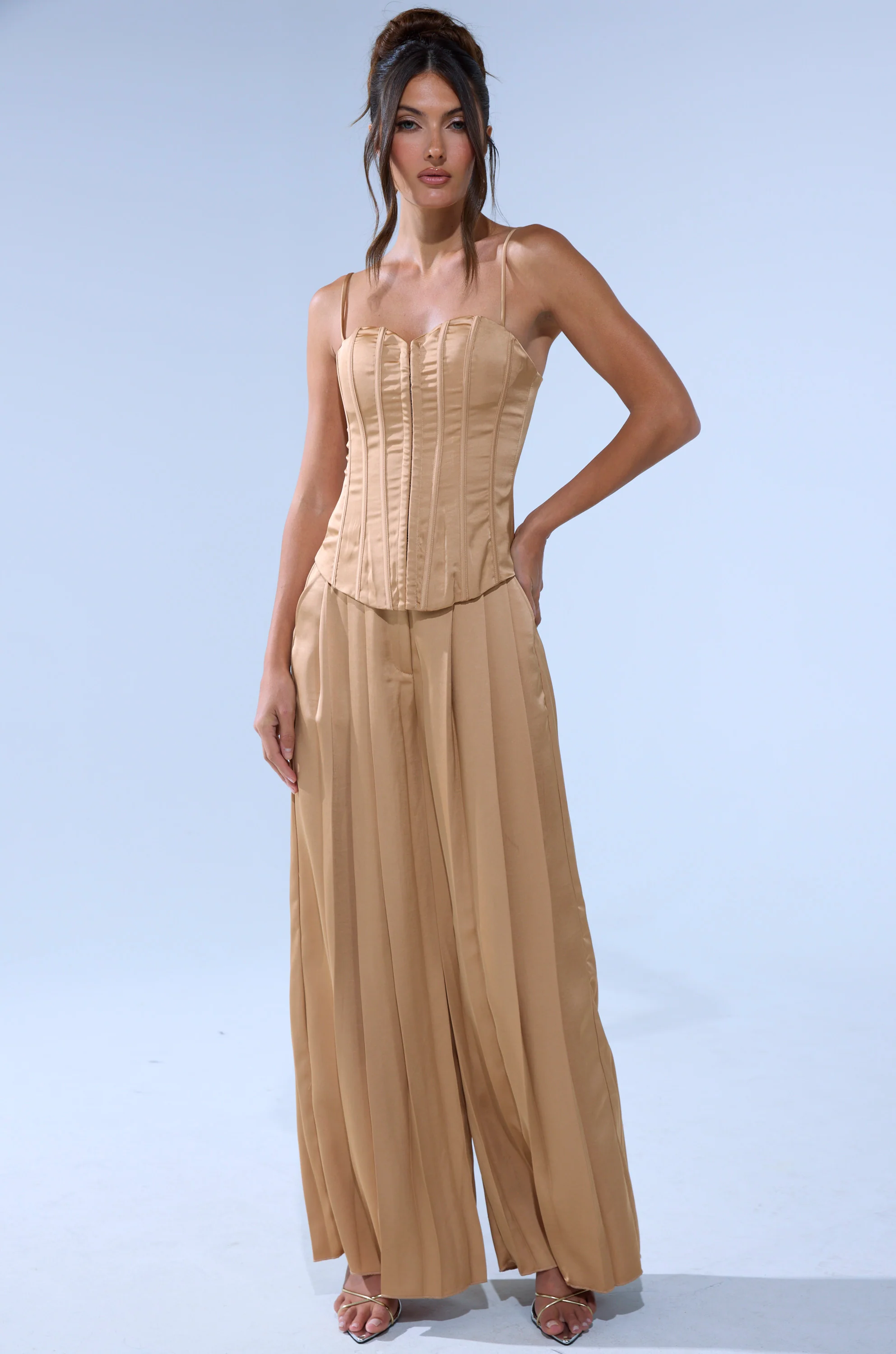 HANSEL MOCHA SATIN PALAZZO PANT - Image 8