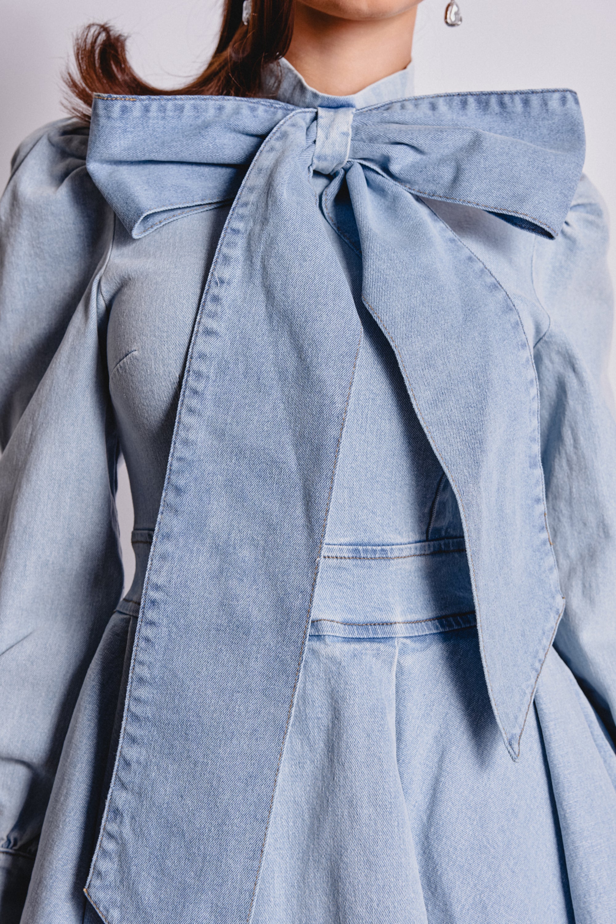 CAROLINA DENIM BOW MINI DRESS - Image 6