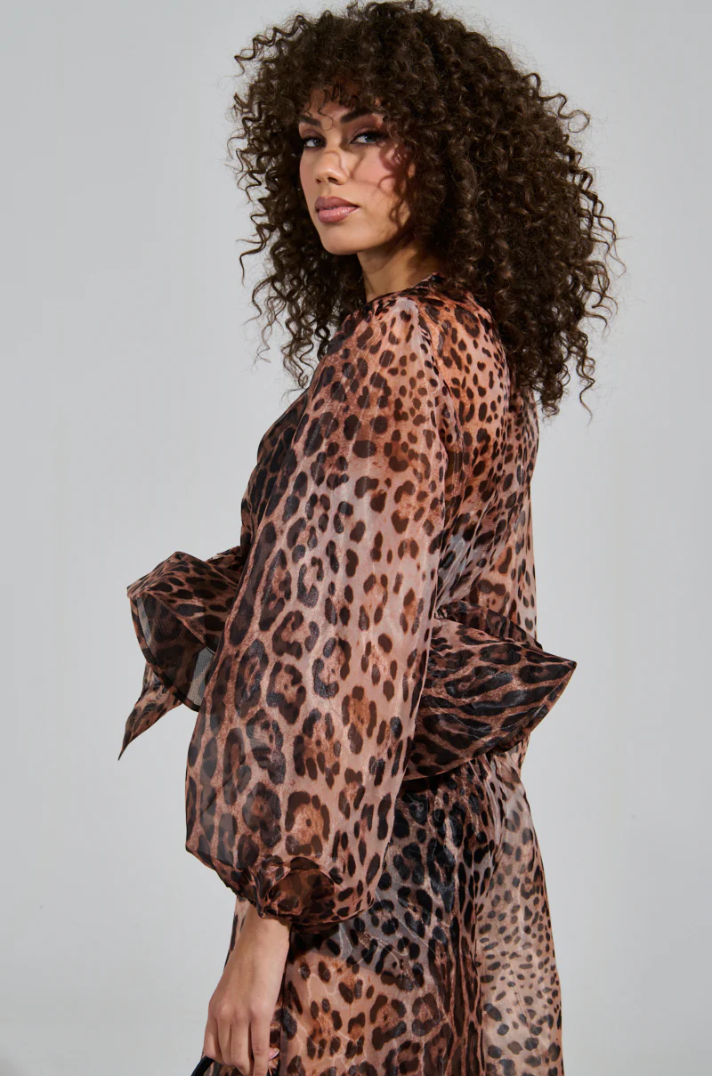 CHEETAH GIRL TIE FRONT BLOUSE - Image 2