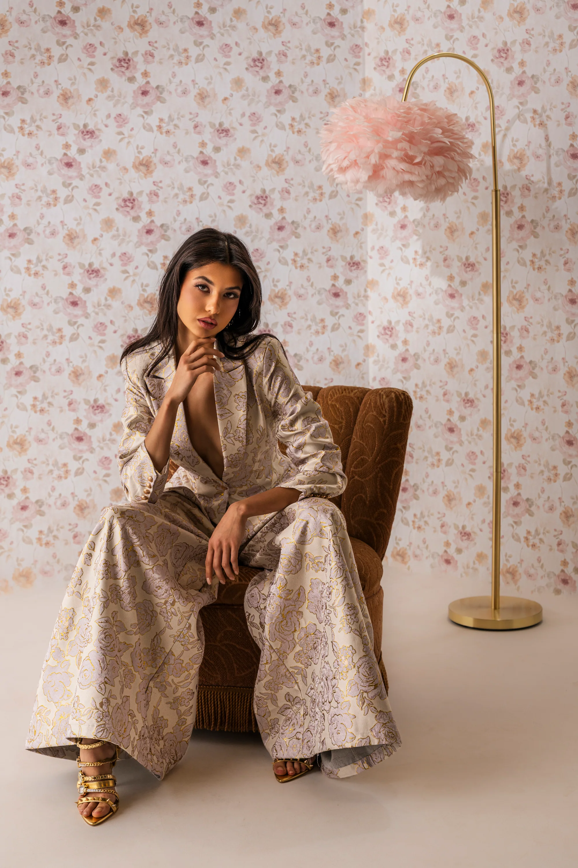 CHERI BROCADE WIDE LEG PANT