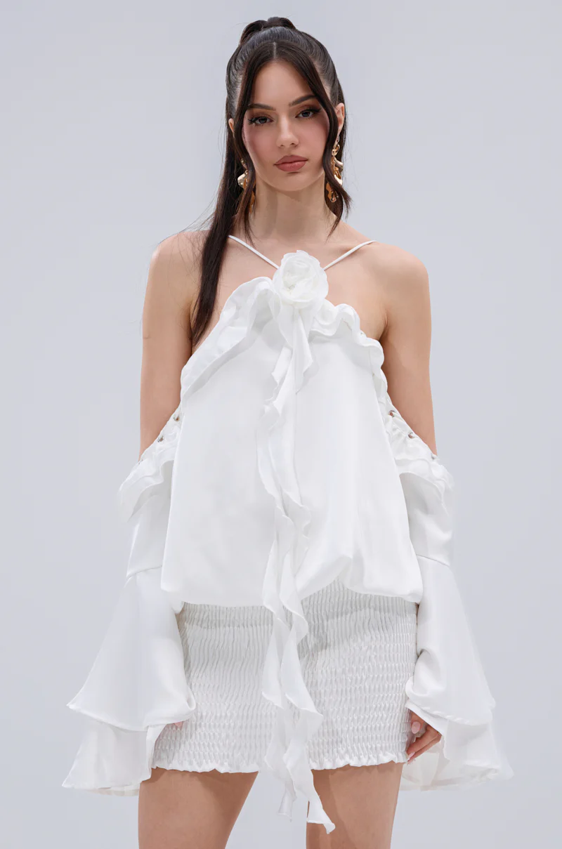 CHIC AF RUFFLE MINI DRESS IN WHITE - Image 5