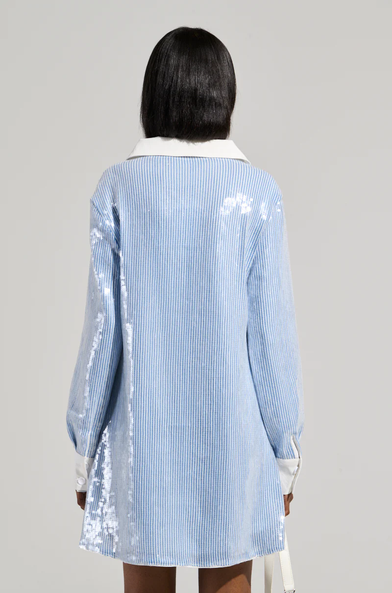 CHIC AF SEQUIN POPLIN MINI DRESS - Image 4