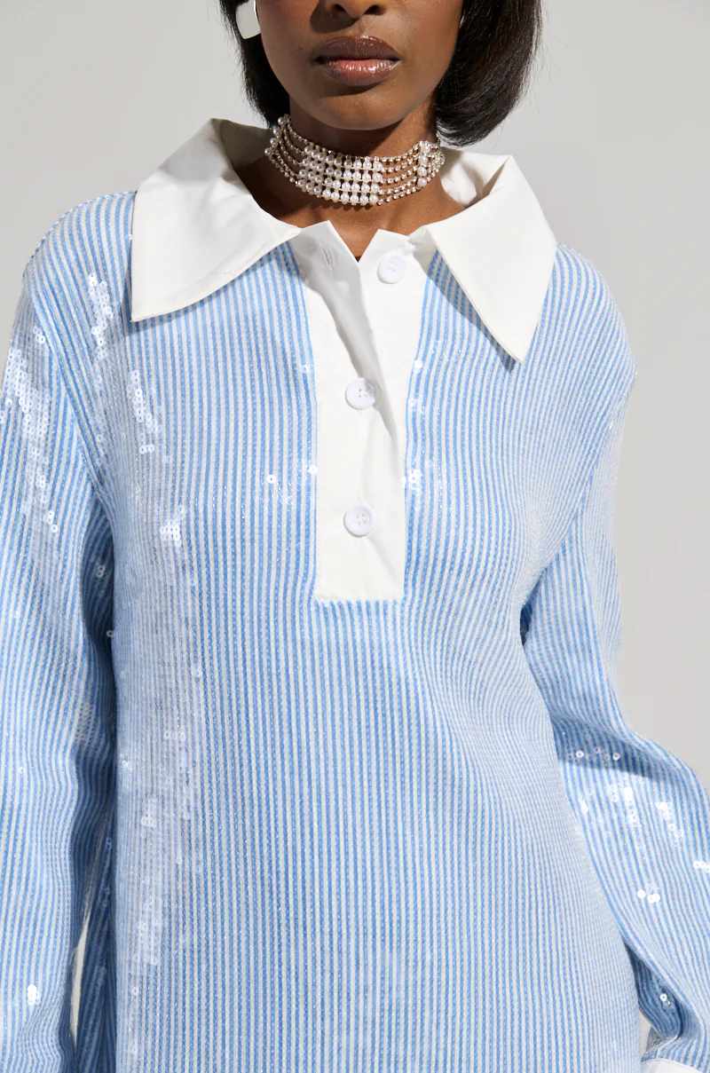 CHIC AF SEQUIN POPLIN MINI DRESS - Image 7