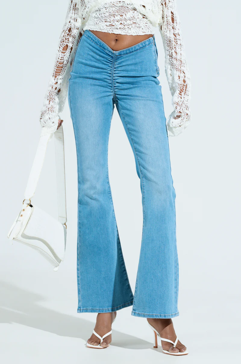 CINCHED UP DENIM PANTS IN LIGHT BLUE DENIM - Image 3