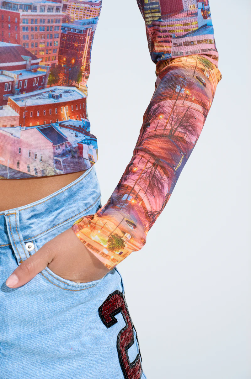 CITY LIGHTS MESH LONG SLEEVE TOP - Image 7
