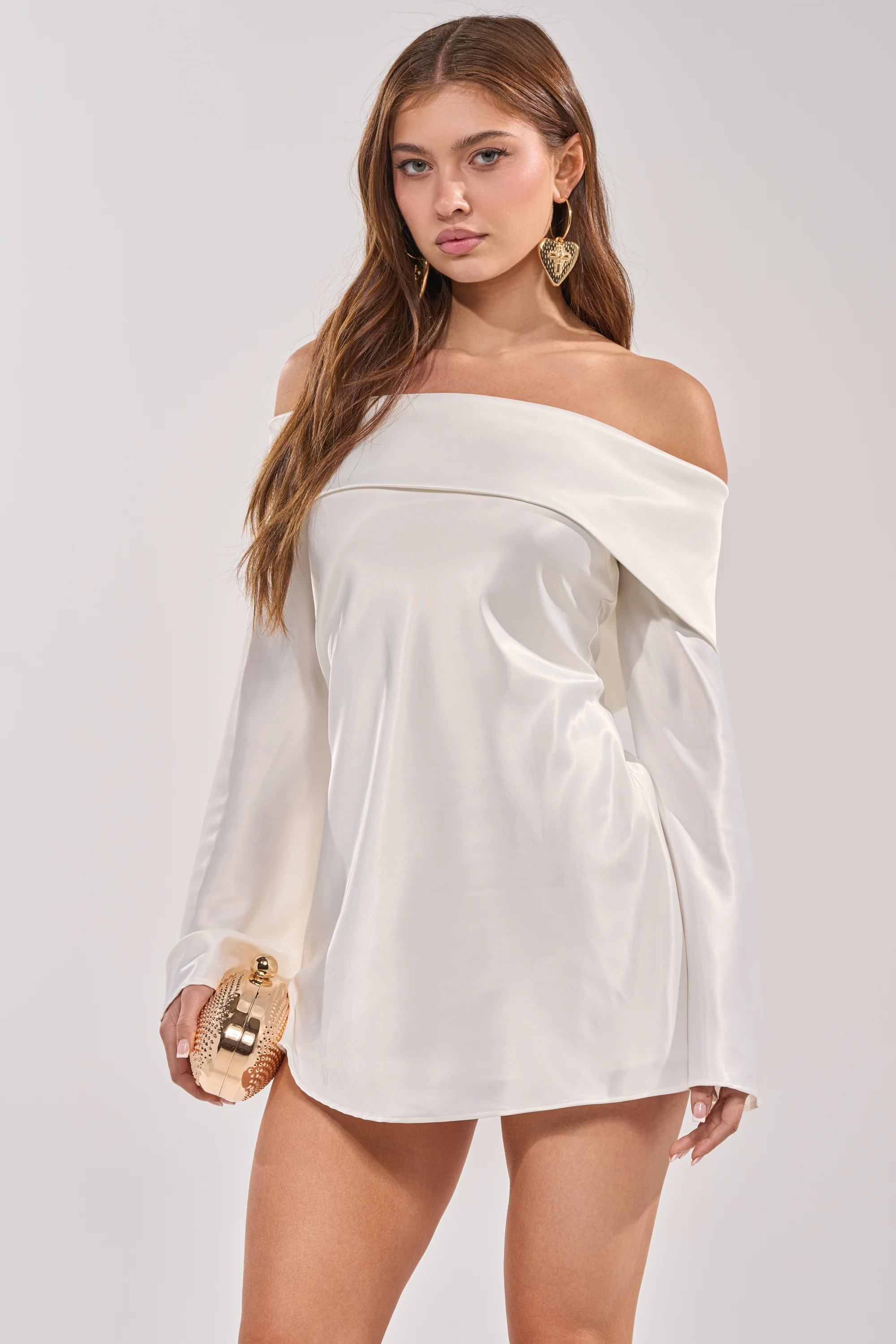CLASSY YET SASSY LONG SLEEVE SATIN MINI DRESS - Image 3