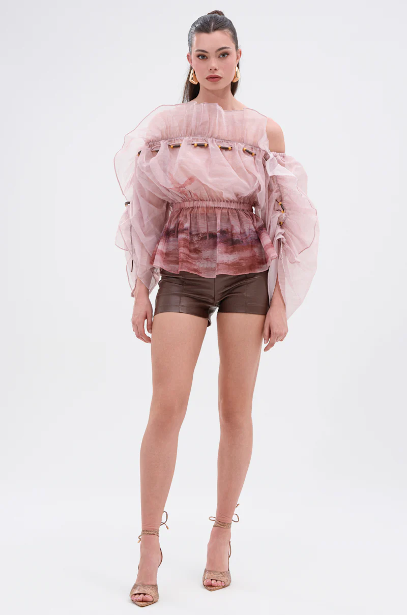 CLUB HIGH WAISTED PLEATHER SHORTS - Image 5