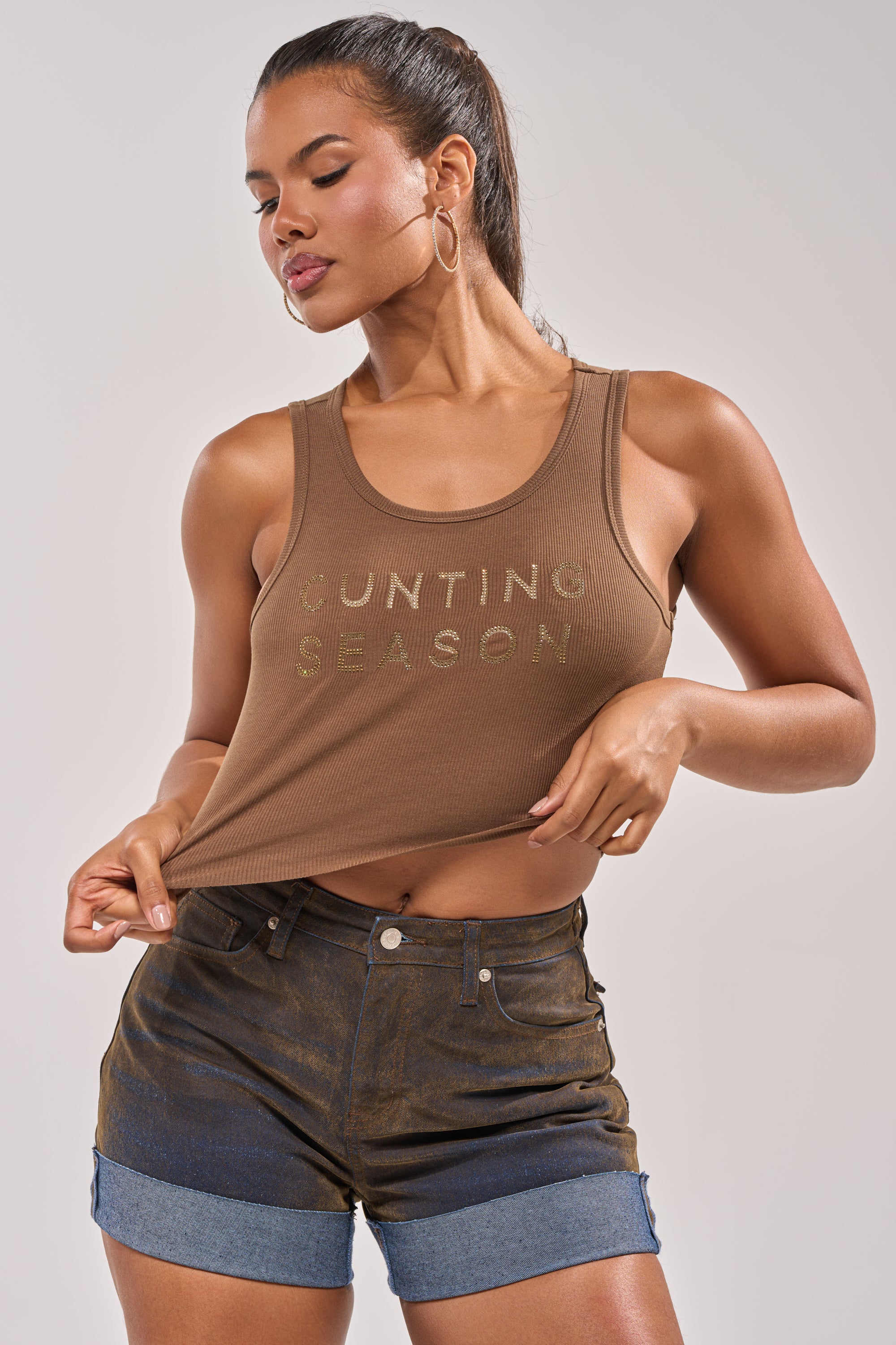 CNTING SZN RHINESTONE RIBBED TANK - Image 2