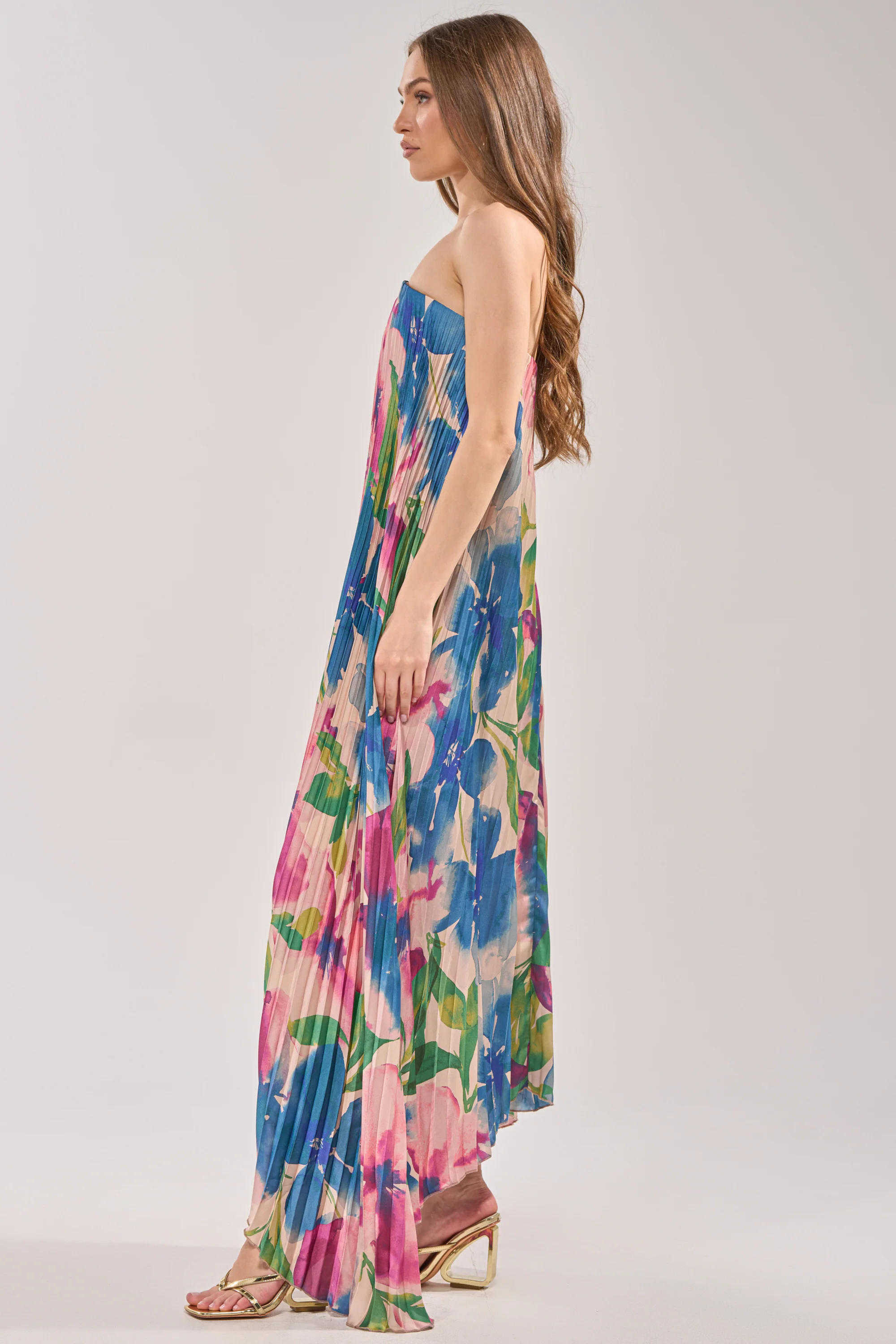 COCKTAIL HOUR FLORAL STRAPLESS MAXI DRESS - Image 4