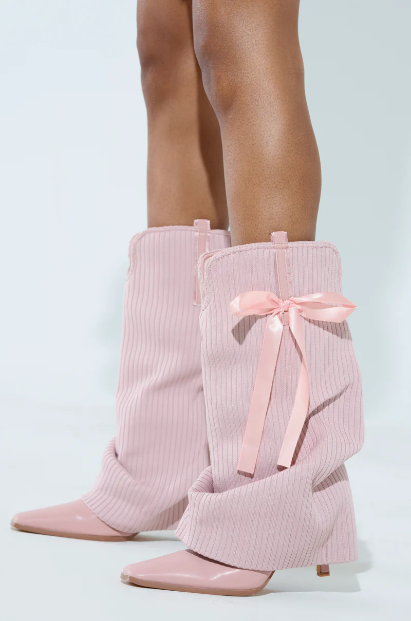 CODEWORDS PINK BOW STILETTO FOLD OVER BOOT - Image 8