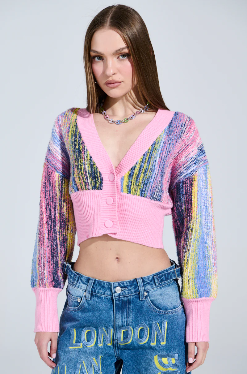 COLOR POP CROPPED CARDIGAN - Image 2
