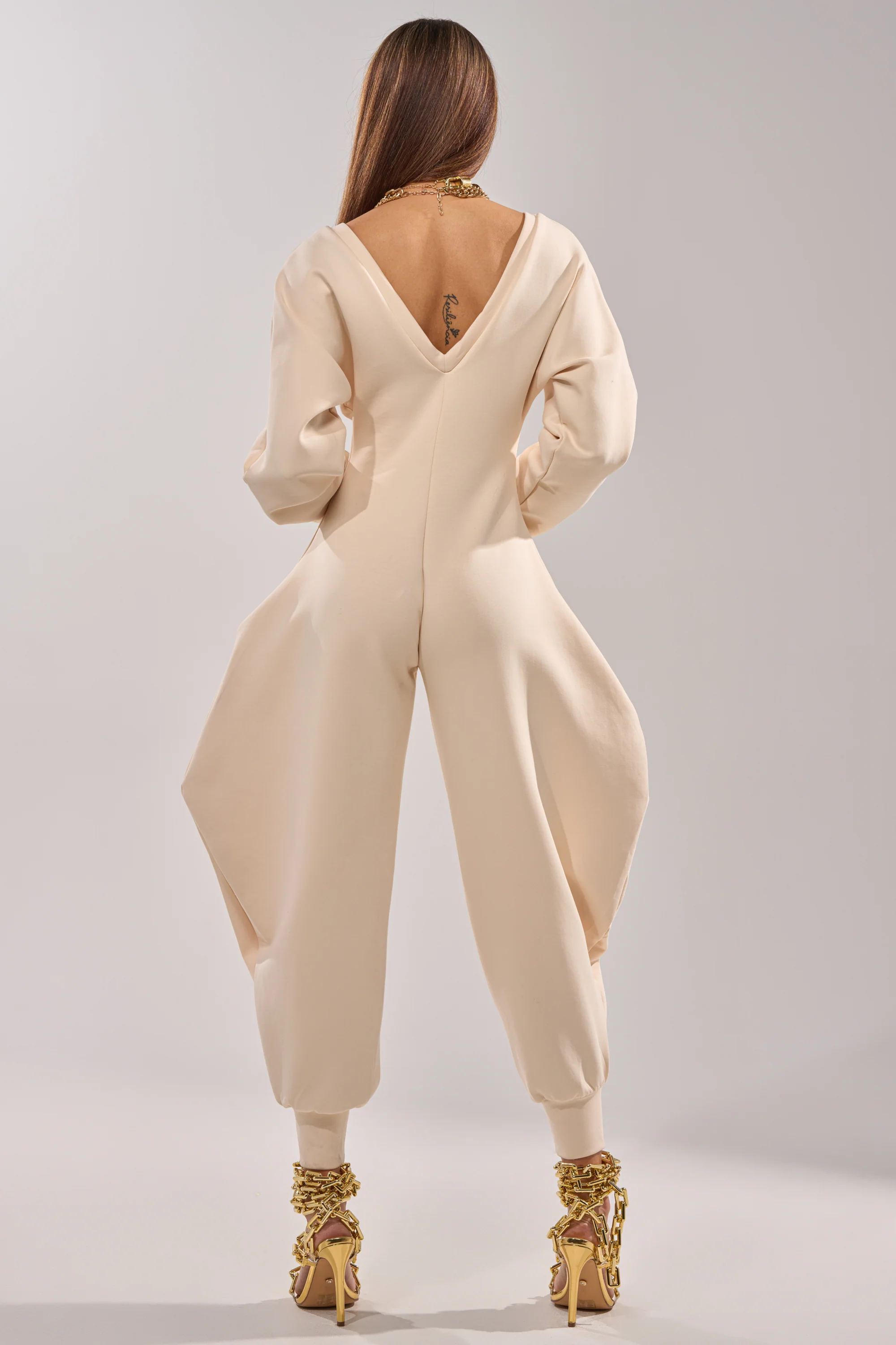 COMFY COZY SWEATSHIRT JUMPSUIT IN BONE - Image 6
