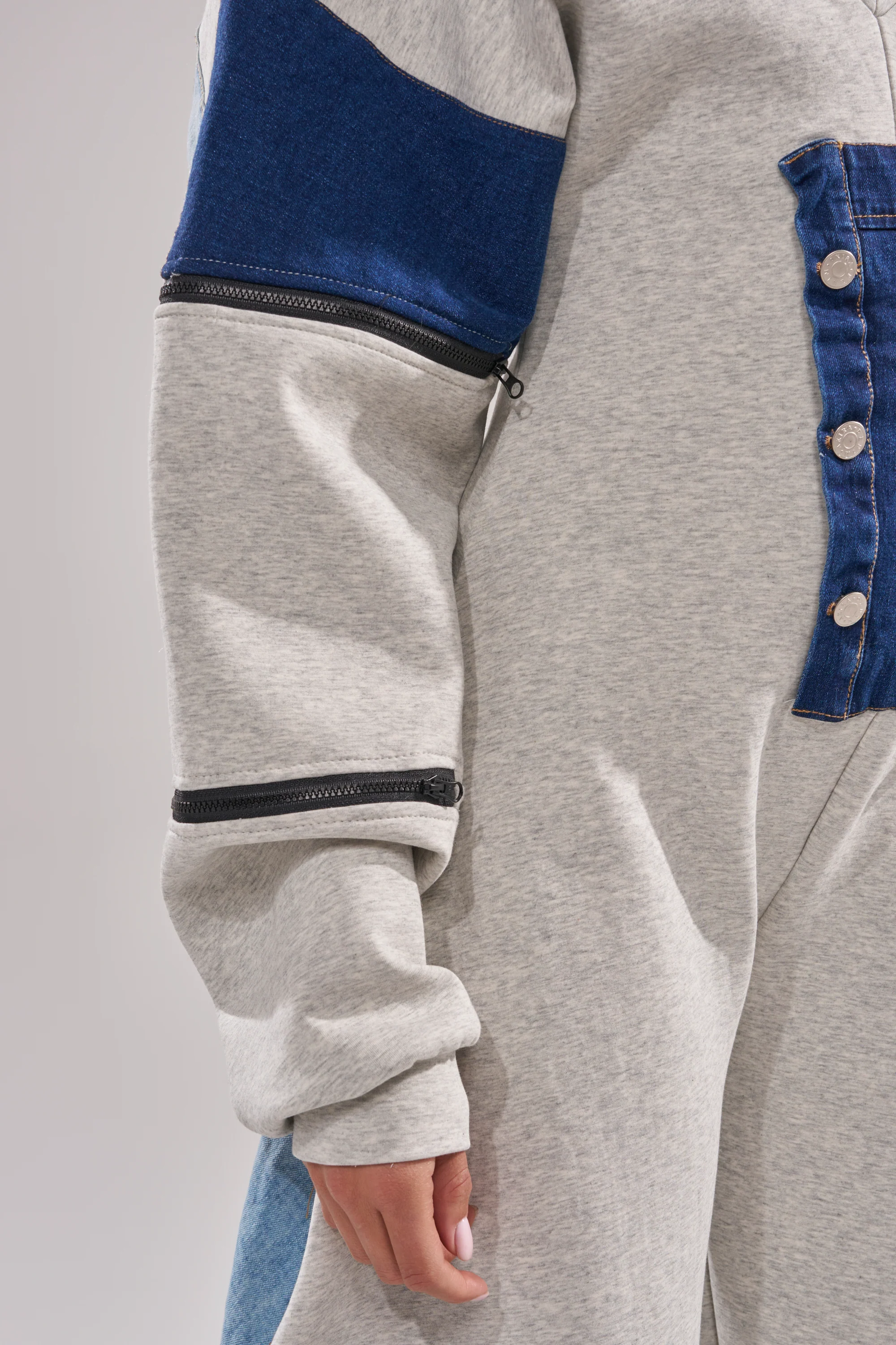 COMFY COZY PATCHWORK JUMPSUIT IN HEATHER GREY - Image 8