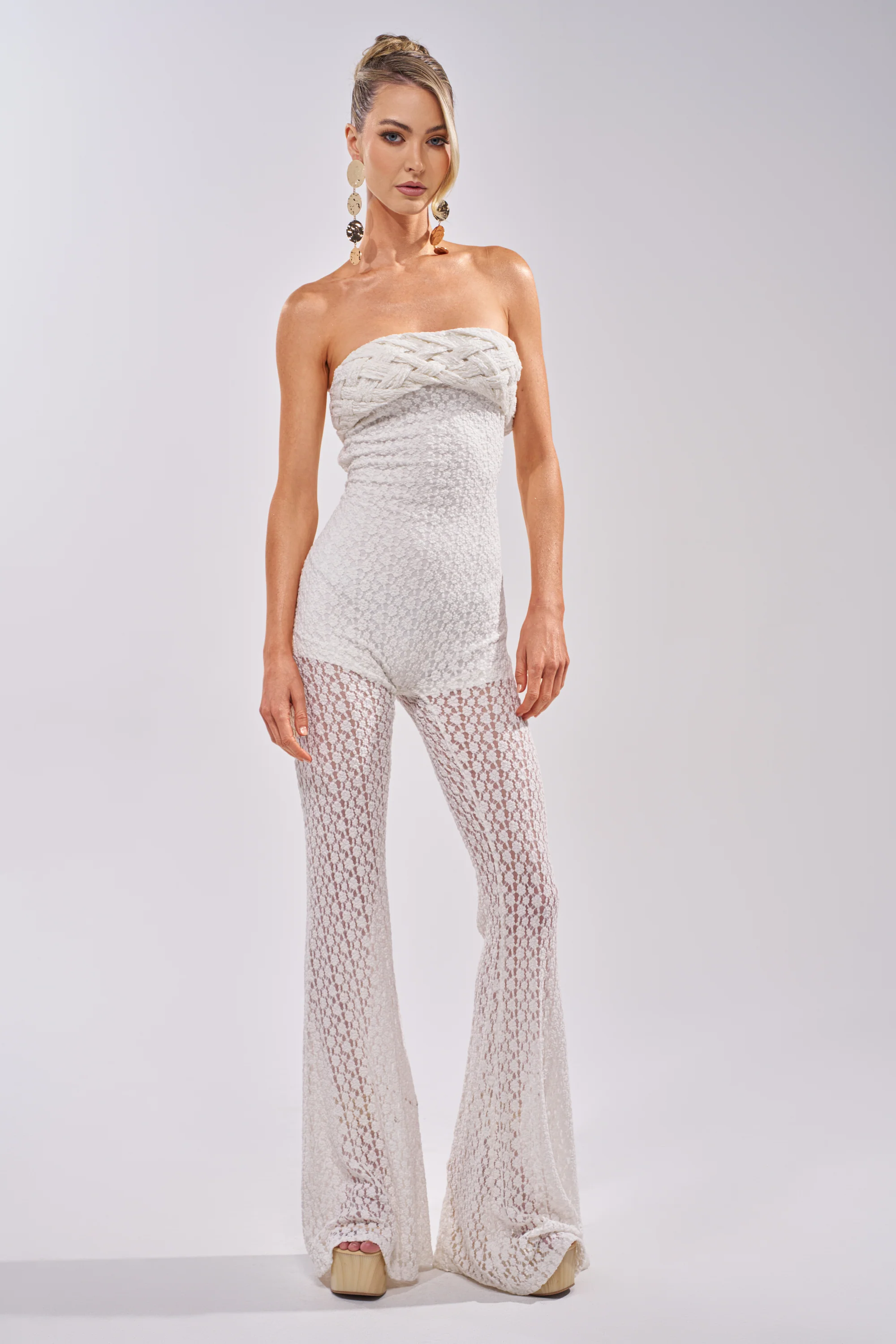 CONCERT BRAT BRAIDED LACE JUMPSUIT IN WHITE - Image 3