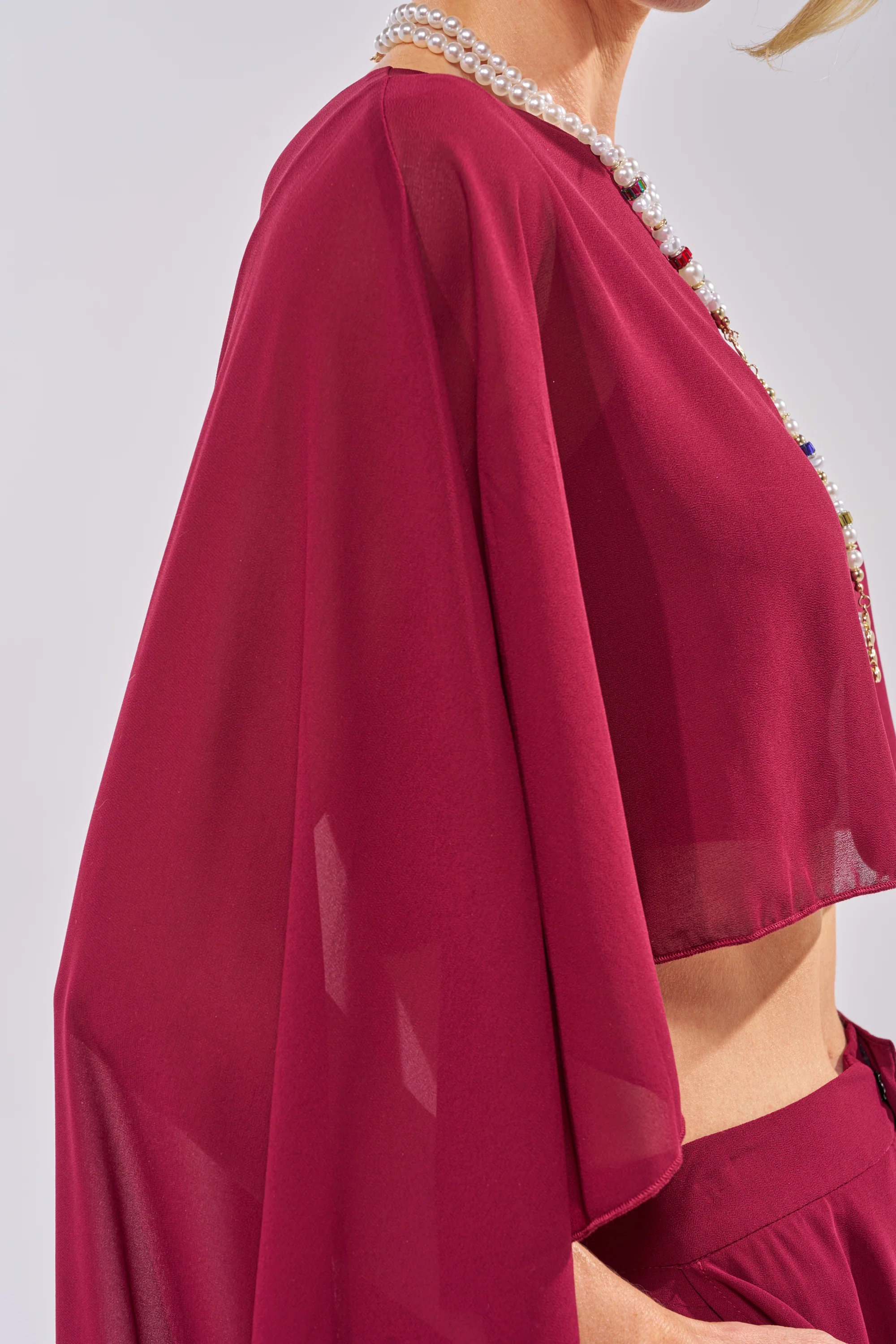 COOL GIRL CHIFFON BLOUSE IN BURGUNDY - Image 6