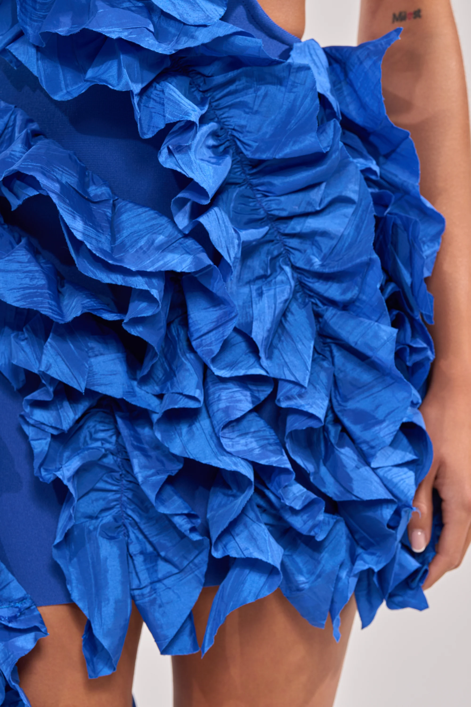 CRAZIER THAN YOUR EX FLOCKED MINI DRESS IN BLUE - Image 8