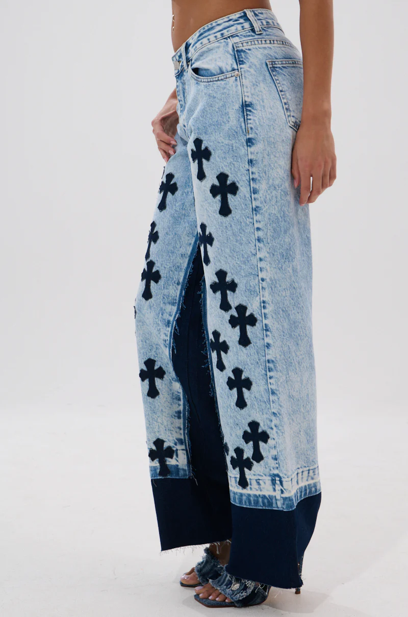 CROSSED OUT WIDE LEG DENIM - Image 4