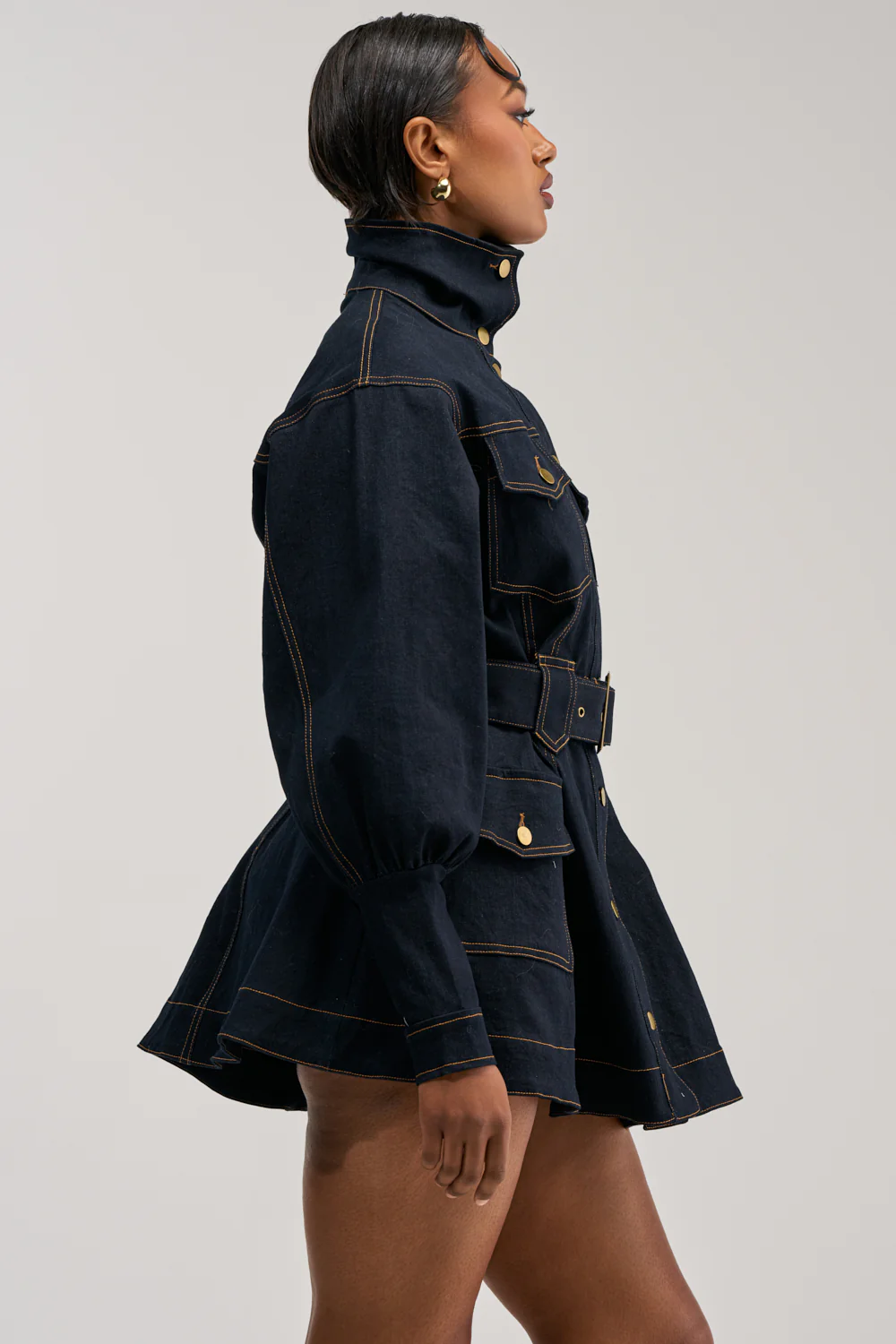 DAILY POWER BELTED DENIM MINI DRESS - Image 8
