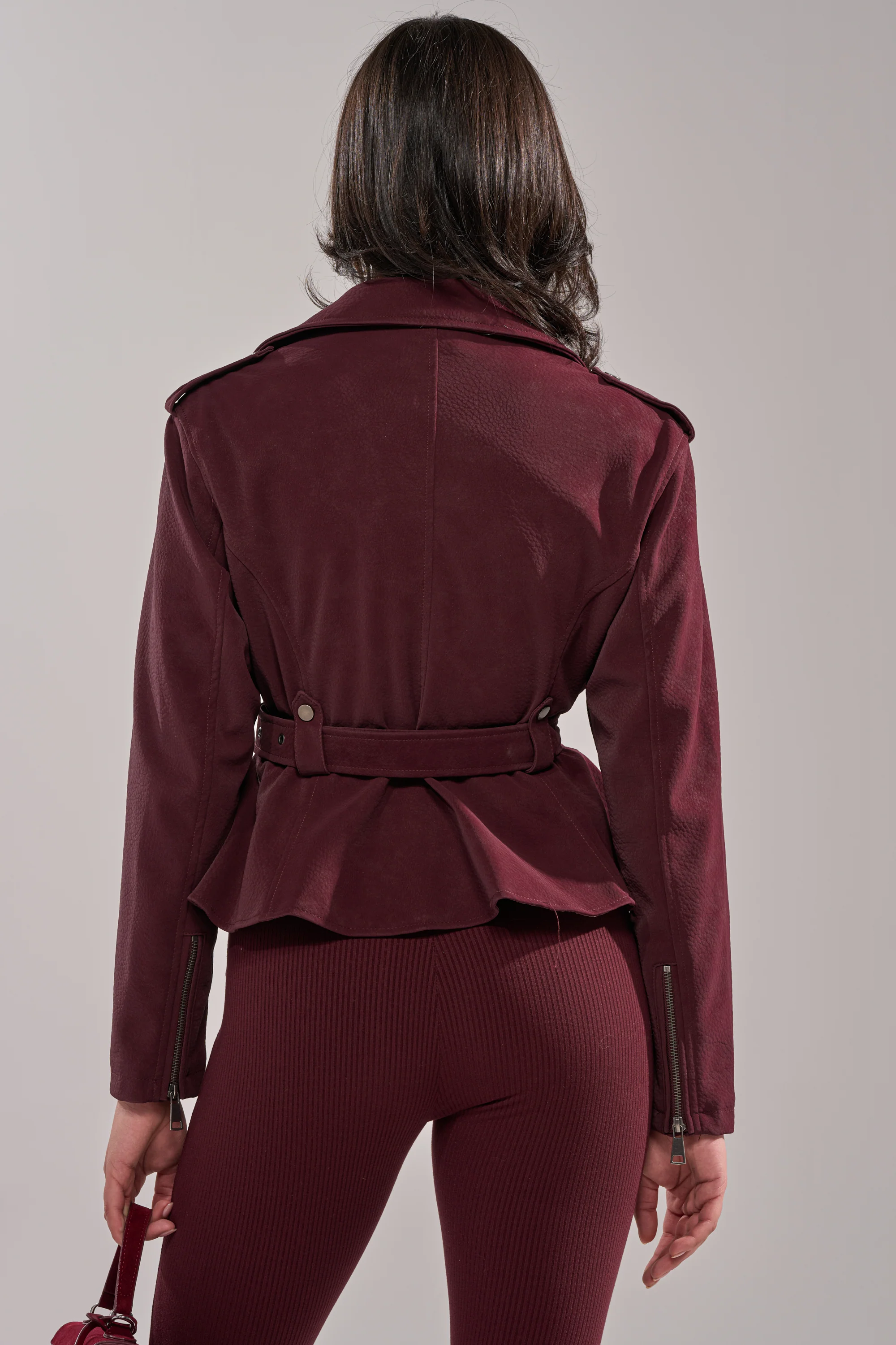 DANI SUEDE EFFECT PEPLUM MOTO - Image 5