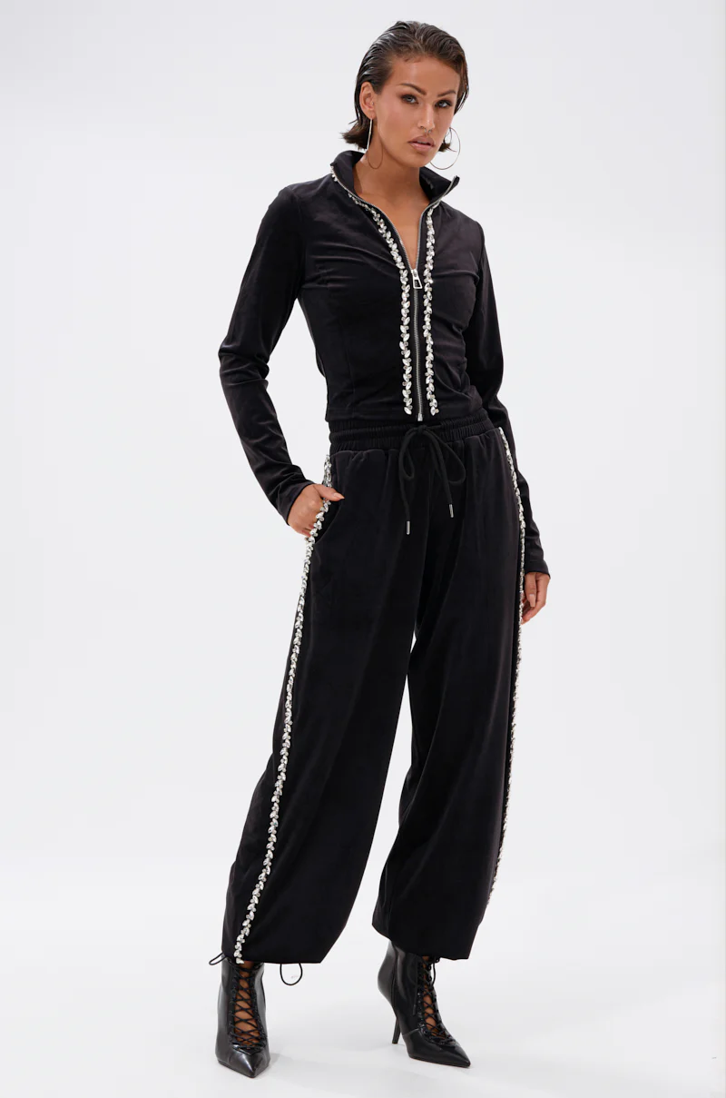 DARA RHINESTONE MOCK NECK ZIP-UP SWEATSHIRT - Image 7