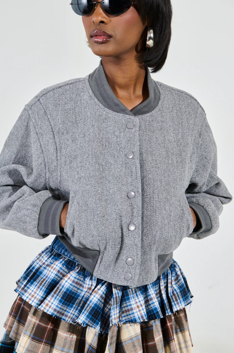 DAVIS EVERYDAY VARSITY BOMBER IN GREY - Image 8