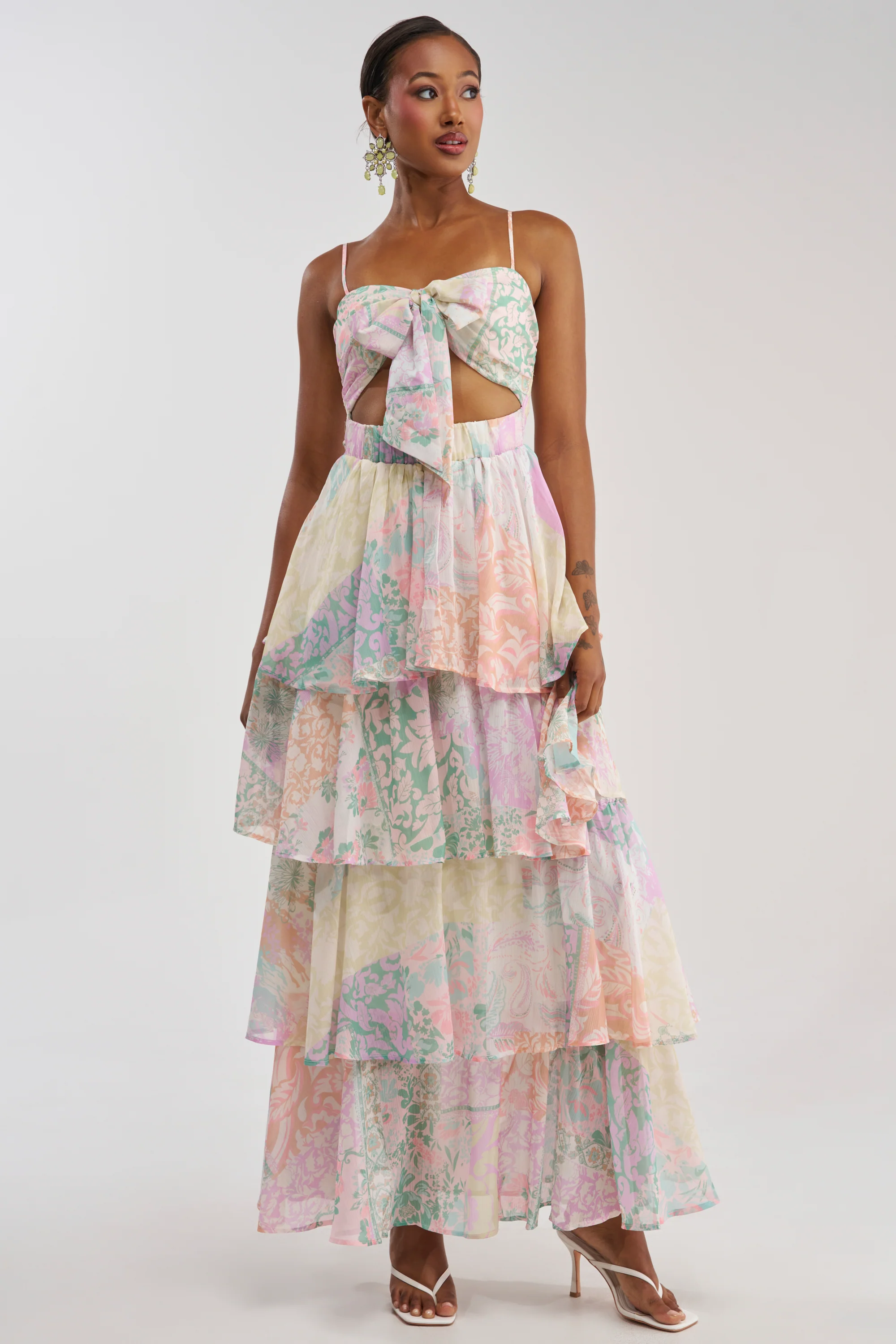 DAY DREAMER MULTICOLORED CHIFFON MAXI DRESS - Image 2