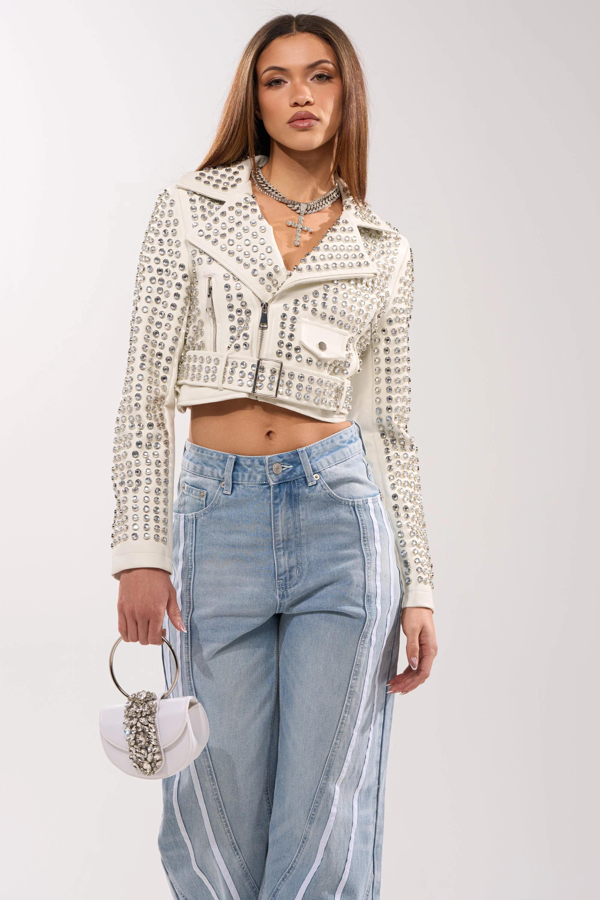 DEMI EMBELLISHED MOTO IN WHITE - Image 4