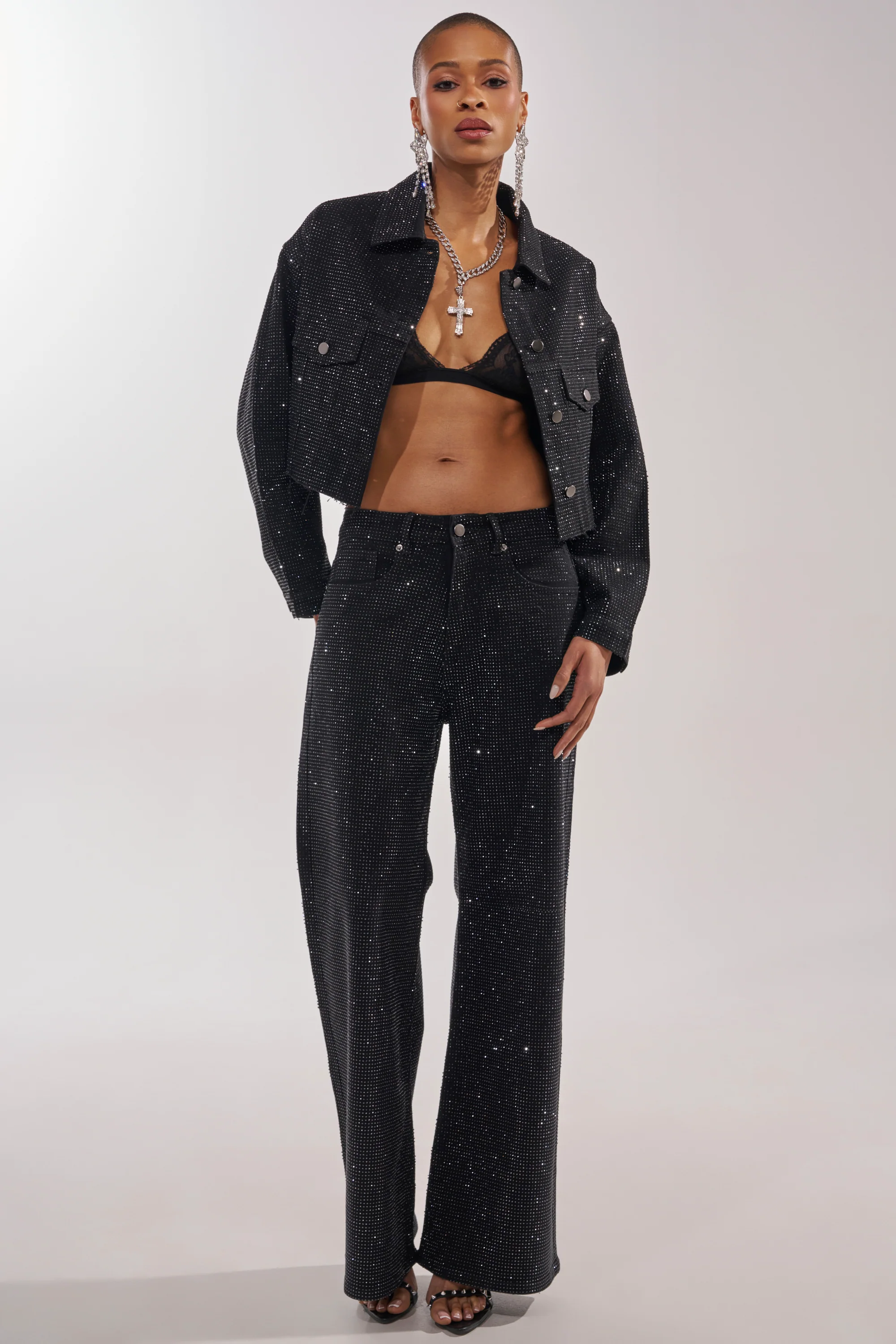 DEMI EMBELLISHED RELAXED DENIM IN BLACK - Image 8