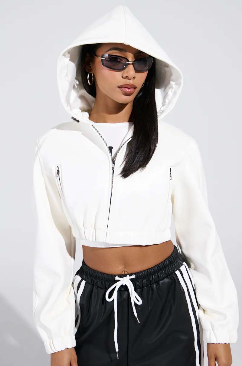 DEX HOODED BOMBER IN WHITE - Image 4