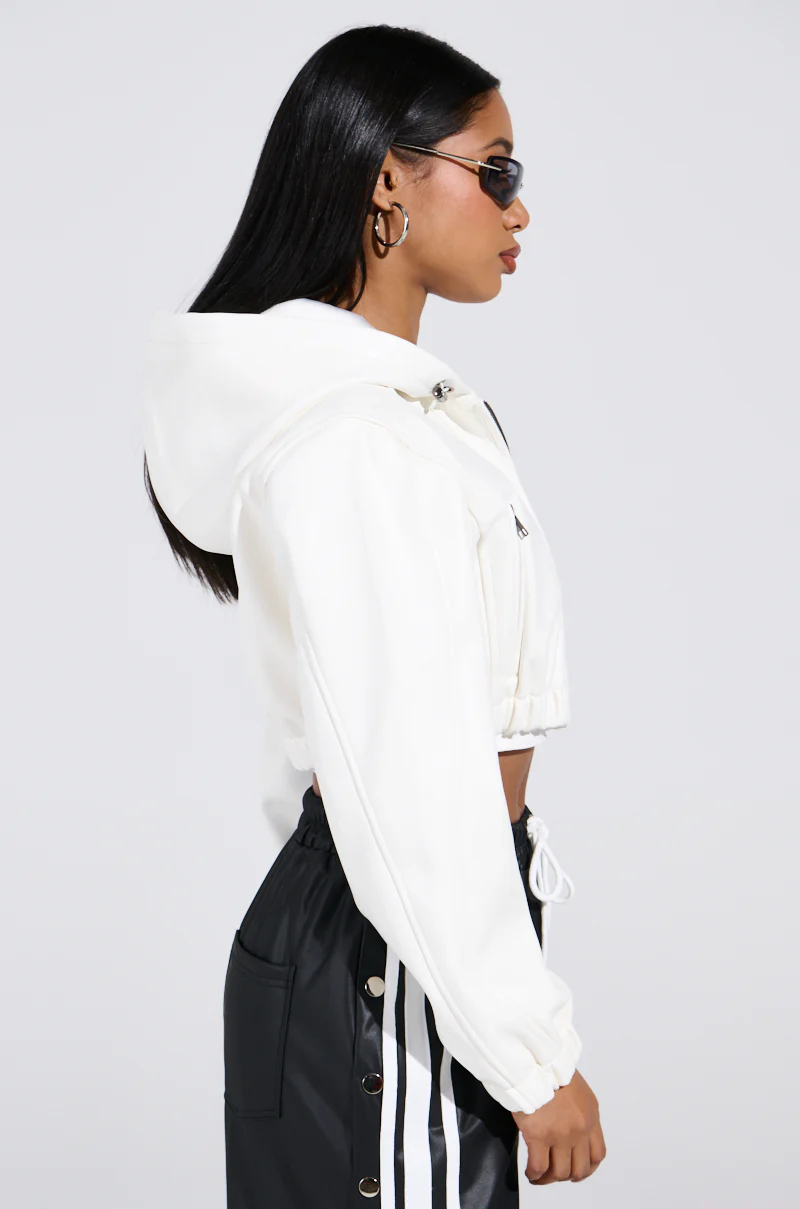 DEX HOODED BOMBER IN WHITE - Image 7