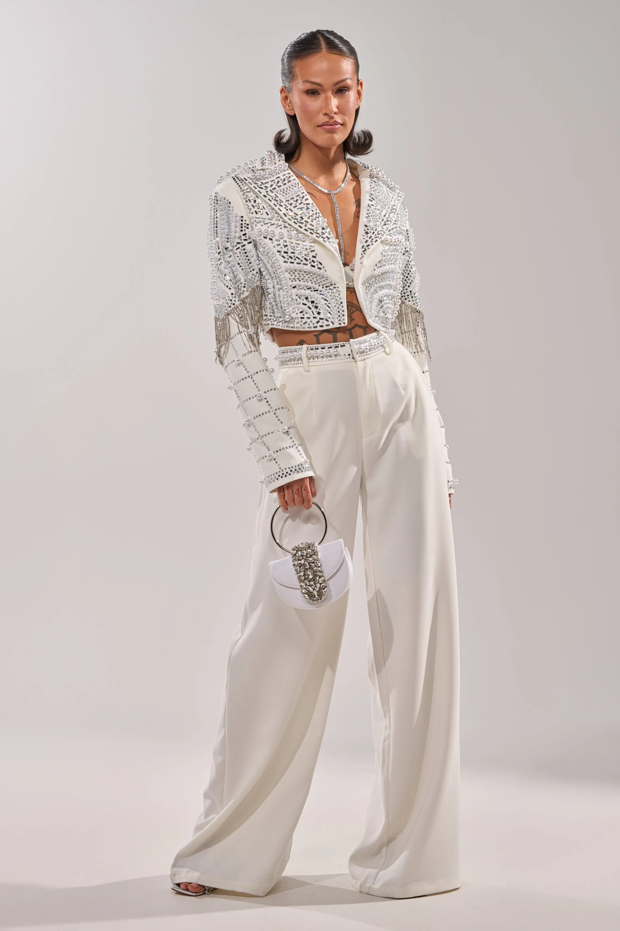 DIRTY MARTINI EMBELLISHED TROUSER IN WHITE - Image 6