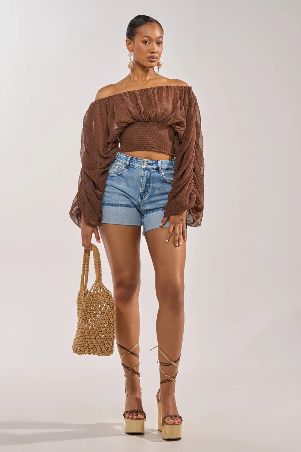 DIVINE RIGHT LONG SLEEVE BLOUSE IN BROWN - Image 6