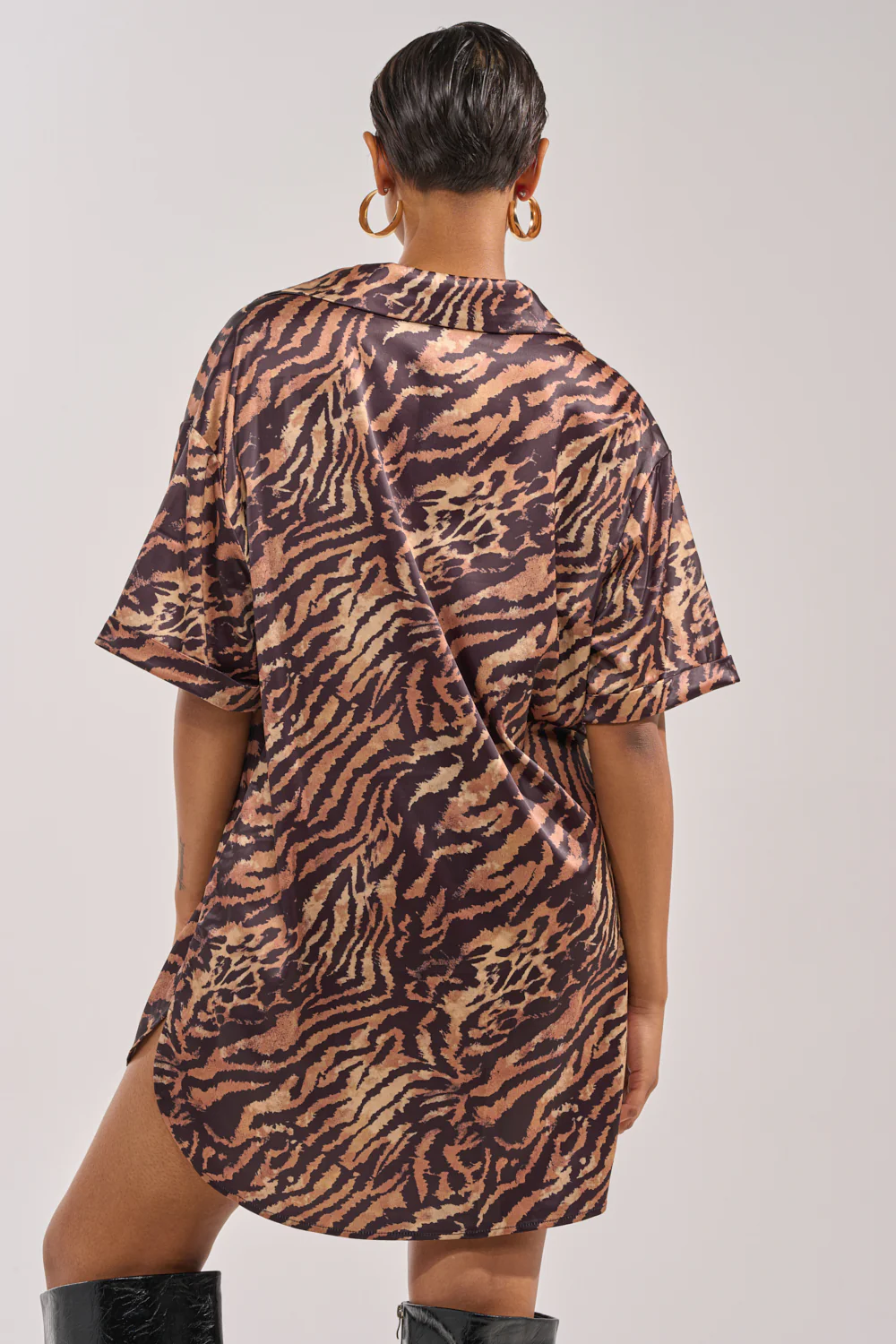 DON'T MAKE A SOUND PRINTED MINI DRESS IN TIGER - Image 4