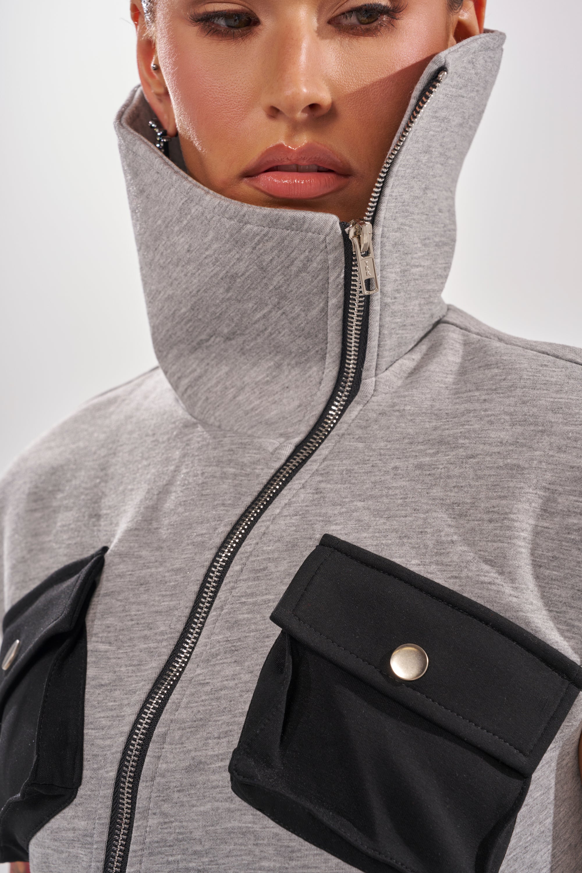 DON'T MESS WITH ME COLLARED MAXI DRESS IN GREY SCUBA - Image 11